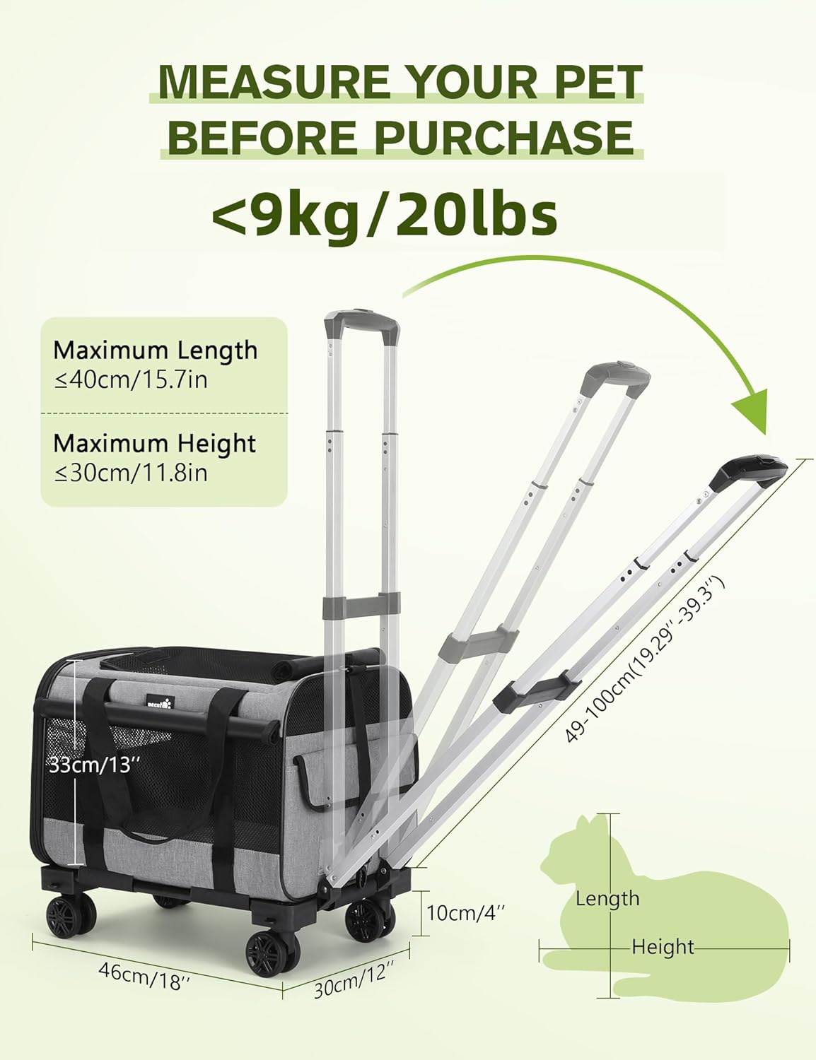 Pecute Sac de Transport pour Animal Domestique, Tissu en Maille Respirant, Convient pour Les Voyages, utilisé pour Chien, Les Chats et Les Chiots de Moins de 6 kg