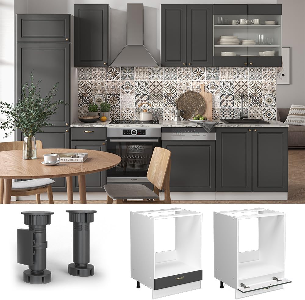 Vicco Meuble pour Four Fame-Line, Blanc Haute Brillance/Blanc, 60 cm avec étagères Ouvertes