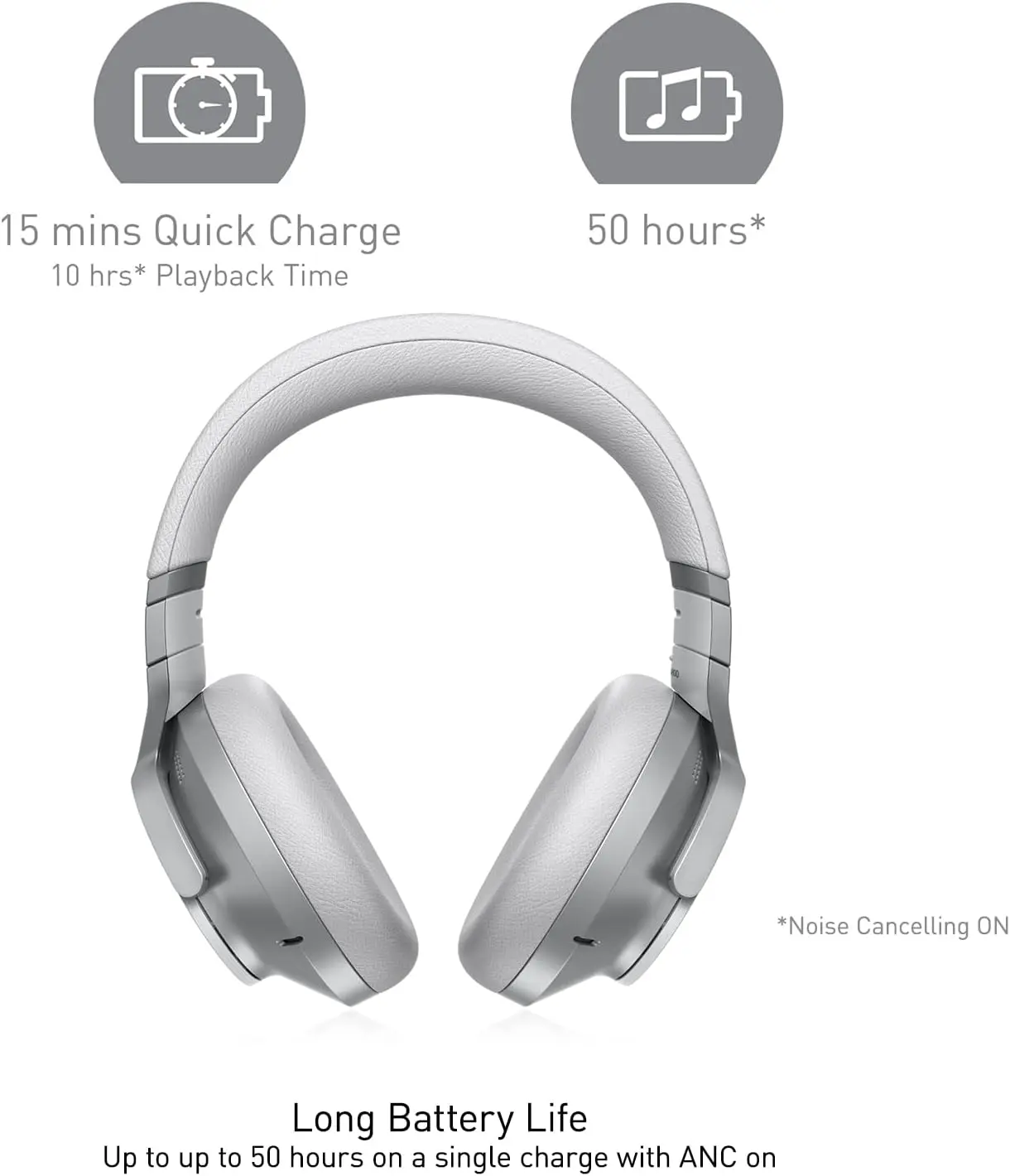 Technics Wireless Noise Cancelling Headphones, 50 Hours Battery Life, High-Fidelity Bluetooth Headphones with Multi-Point Connectivity, Impressive Call Quality, and Comfort Fit - EAH-A800-S Silver