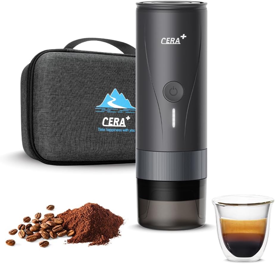 CERA+ Machine à expresso portable, édition professionnelle, machine à café professionnelle chauffée, compatible avec une mouture ultra fine, petite machine à café électrique portable