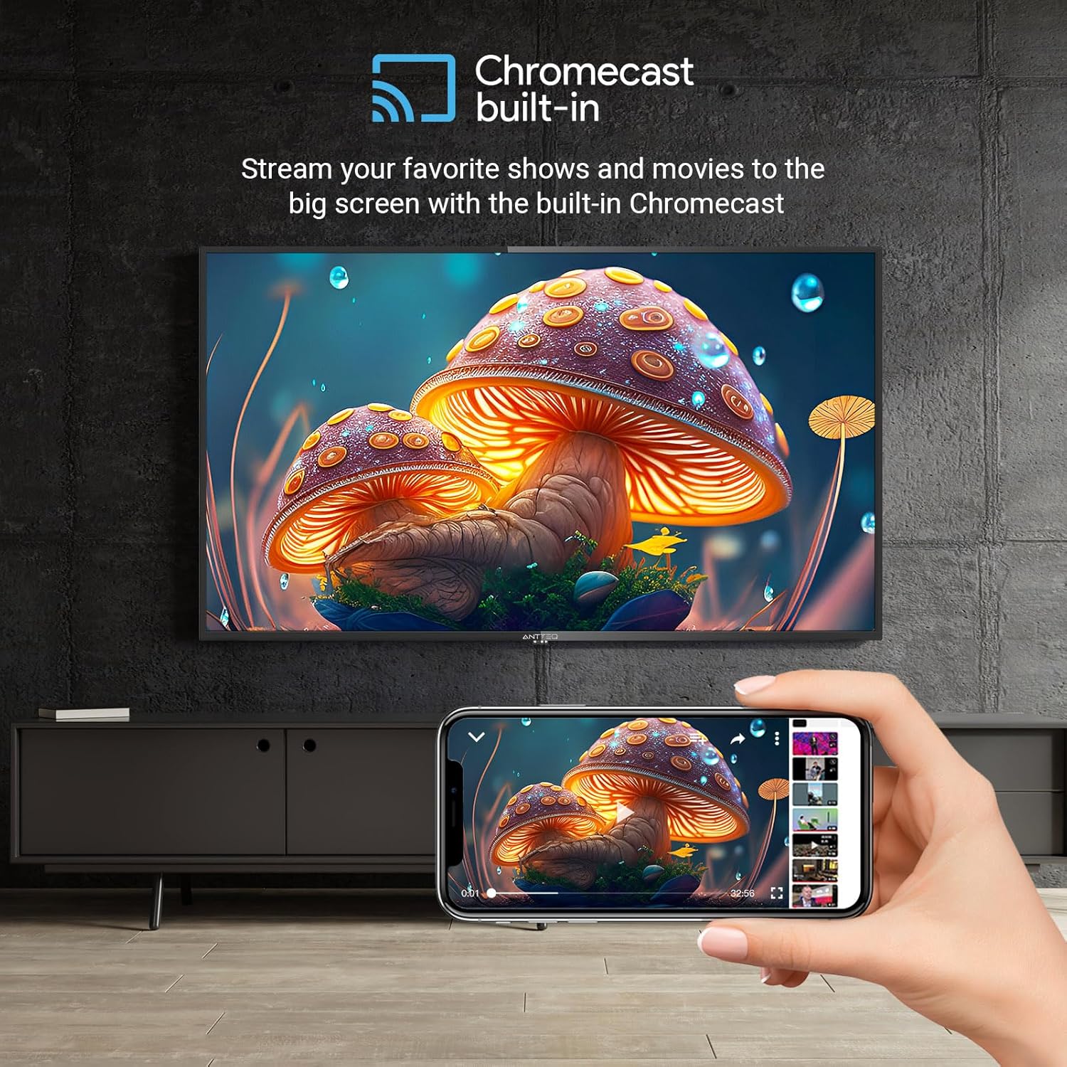 Antteq AB42D1 télévision 42 Pouces (TV 107 cm), Dolby Audio, LED, Triple Tuner DVB-C / T2 / S2, CI+, HDMI, Lecteur multimédia Via USB, Sortie Audio numérique, y Compris Mode hôtel