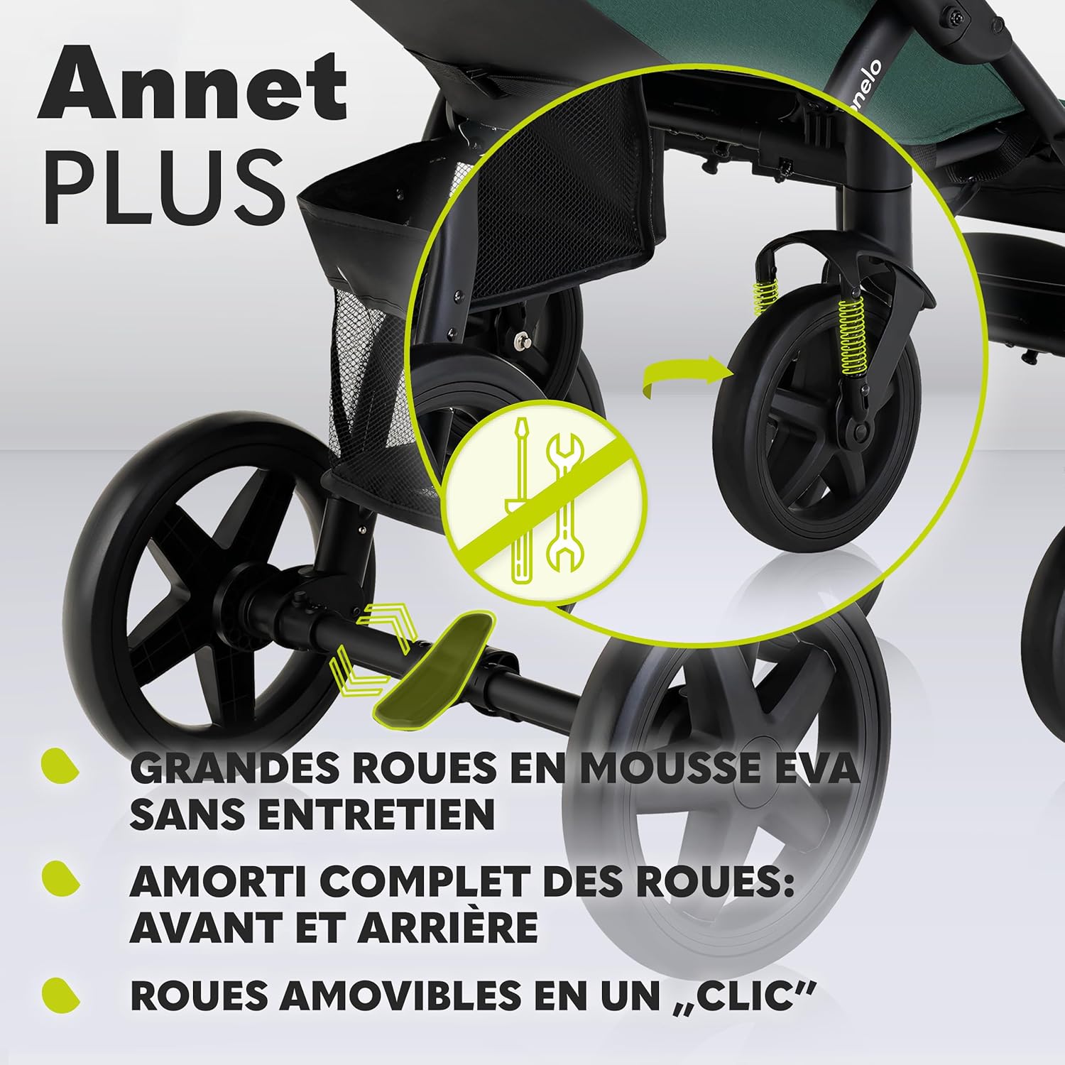 LIONELO Annet Plus poussette bebe à 22 kg, auvent avec fenêtre, roues EVA, chancelière moustiquaire porte-gobelet, réglage du dossier jusqu’à la position couchée (Dreamin, PLUS)