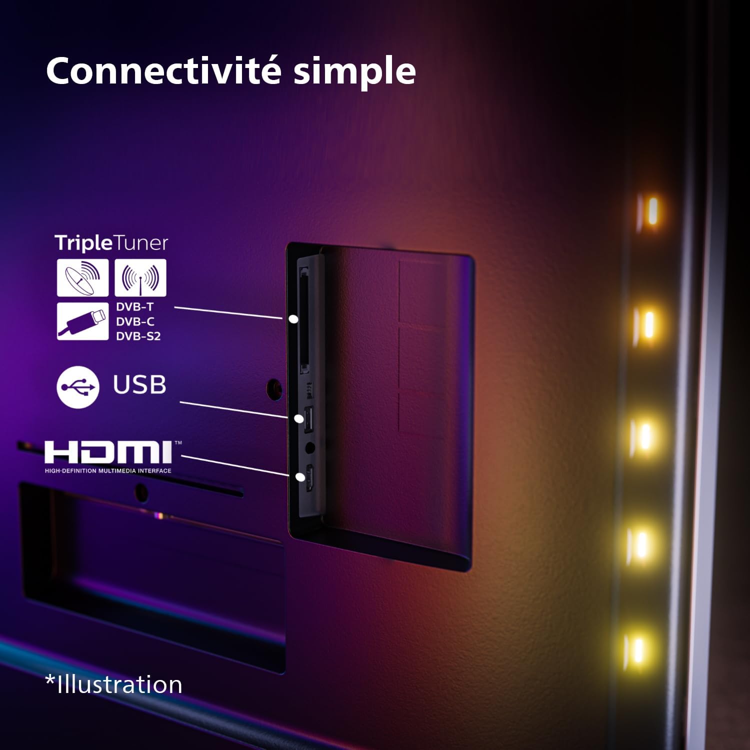 Philips Ambilight 43PUS8109 Smart TV LED 4K - Écran 43 Pouces avec Plate-Forme Pixel Precise Ultra HD, Titan OS et Son Dolby Atmos, Fonctionne avec l’Assistant Vocal Alexa et Google - Chrome satiné