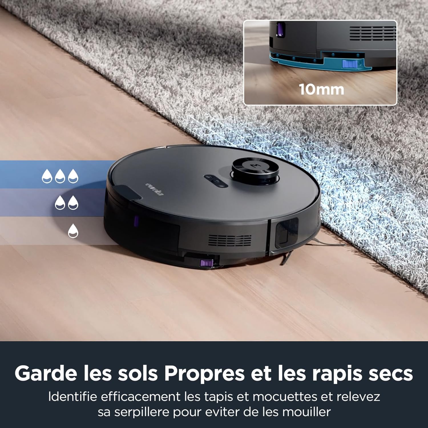 Eureka E20 Plus Aspirateur Robot de 8000 Pa avec Station de Vidange Automatique sans Sac, Robot Aspirateur Laveur Anti Enchevêtrement, Évitement d'Obstacles 3D, Autonomie de 180 Minutes, DuoDetect AI