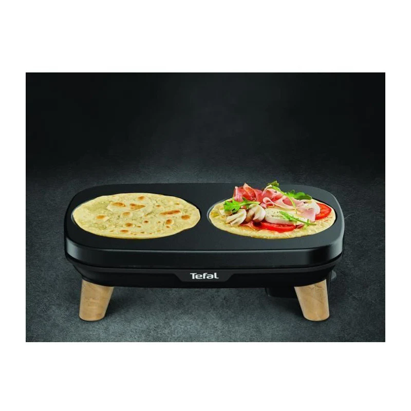 Py900d12 Gourmet Crepiere Deux Plaques Amovibles Antiadhesives Temperature Reglable Multi Usage Crepes, Galettes, Pancakes Tefal