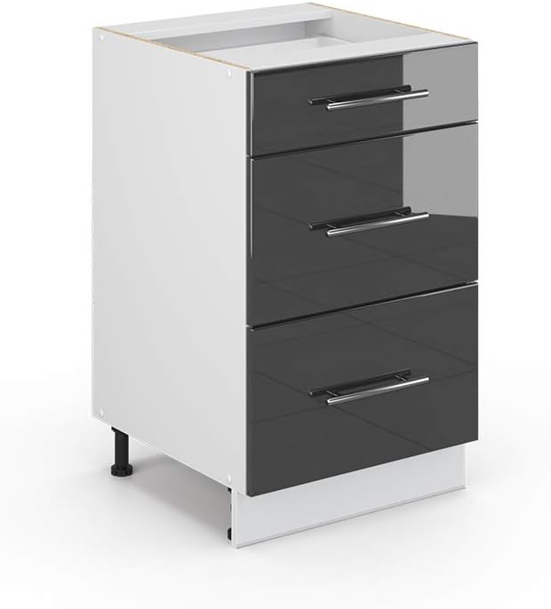 Vicco Meuble pour Four Fame-Line, Blanc Haute Brillance/Blanc, 60 cm avec étagères Ouvertes