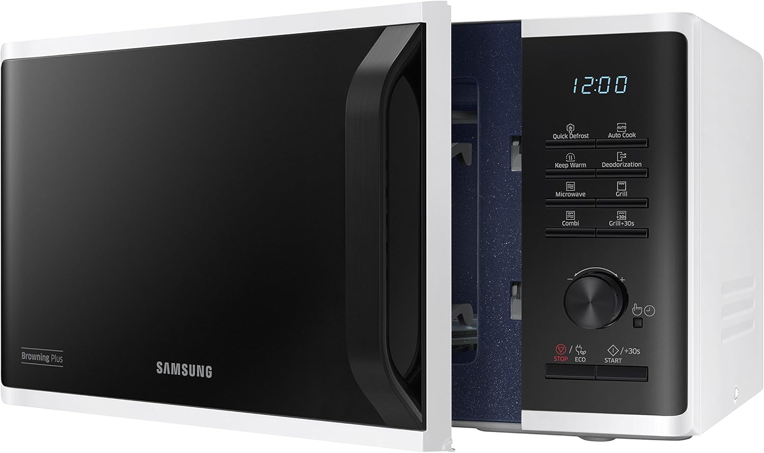 Samsung Four à micro-ondes Grill Advanced, MG23K3515CK/ET, cuisson croustillante, AutoCook, Micro-ondes + Grill 800W + 1100W 23L 49L x 27,5H x 39P cm Noir