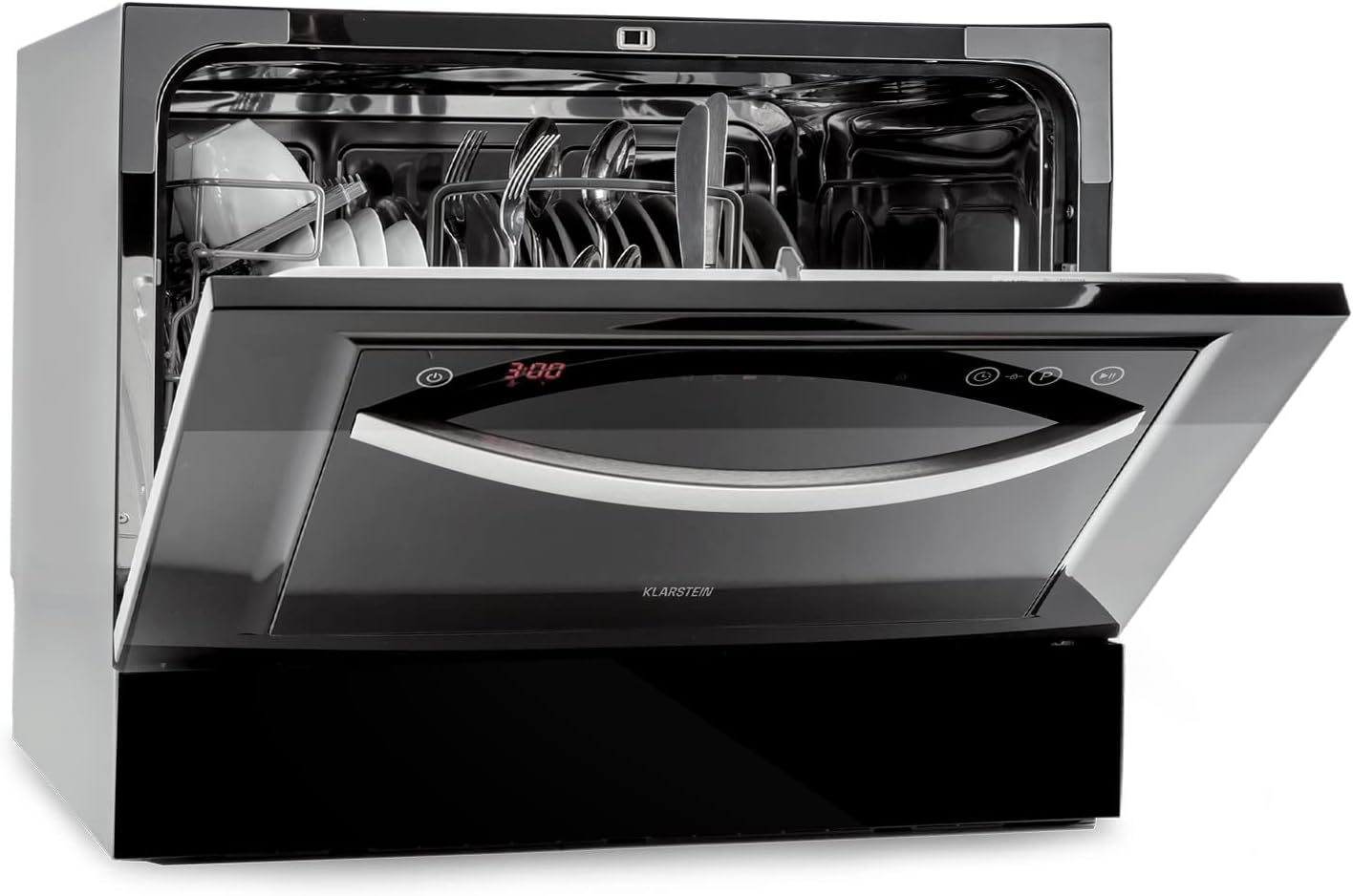 Klarstein Mini Lave Vaisselle de Table de 8 Couvert, Silencieux, 6 Programmes de Lavage, Portable, Facile à Installer pour la Maison et Bureau