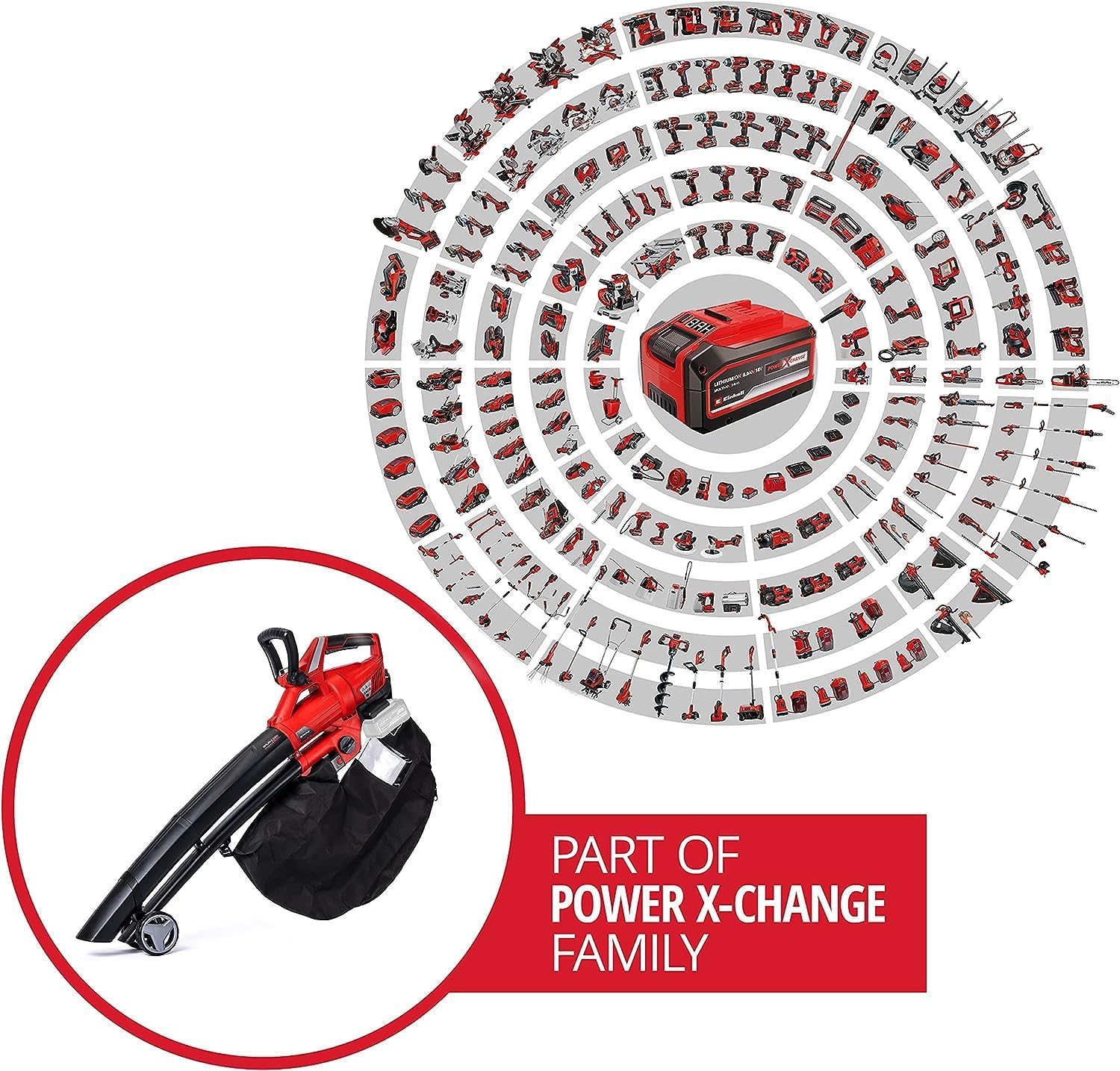 Einhell Akku-Laubsauger Laubblser GE-CL 36 Li E-Solo Power X-Change (Lithium-Ionen, 2 x 18 V, 210 km/h Luftgeschwindigkeit, bürstenloser Motor, 45 l-Fangsack, Tragegurt, ohne und Ladegert)