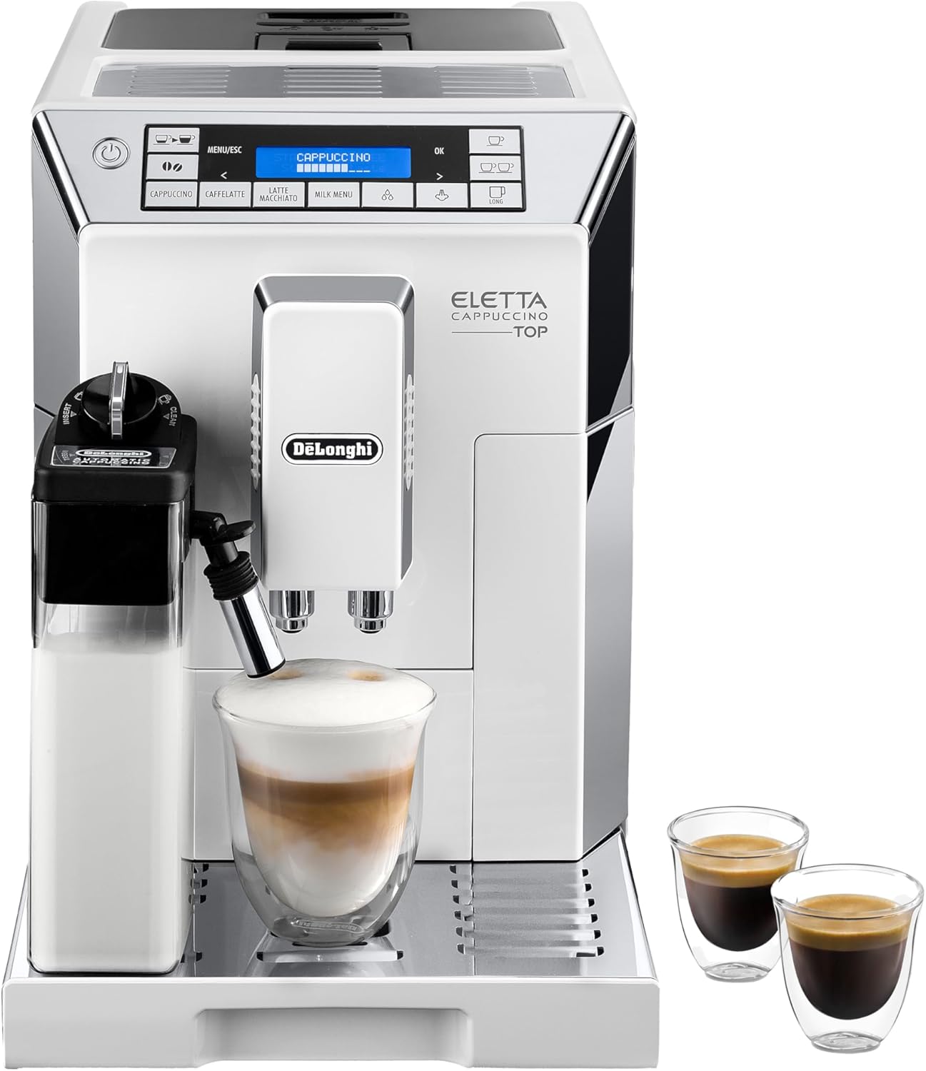 De'Longhi ECAM45.760.W Eletta Machine à Café Cappuccino Top avec Broyeur, 1450 W, 400 kilograms, Blanc
