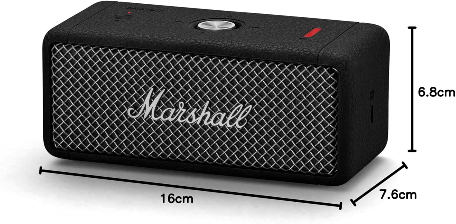 Marshall Emberton III Enceintes Bluetooth Portables, sans Fil, IP67 Résistant à la Poussière et à l'eau, Plus de 32 Heures de Lecture, Charge Rapide - Noir & Laiton