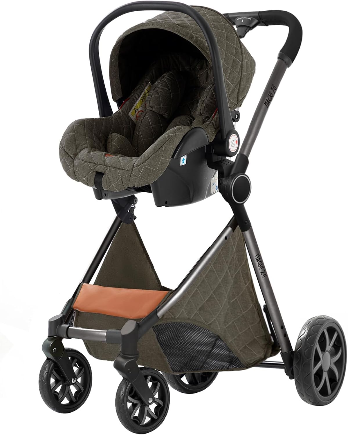 NADDLILY Poussette 3 en 1, Poussette Bebe avec Conception Portable Pliable en Un Clic, Pousette 3 en 1 avec Poussée Réversible Bidirectionnelle, Poussette Canne avec Accessoires (V9 Black)