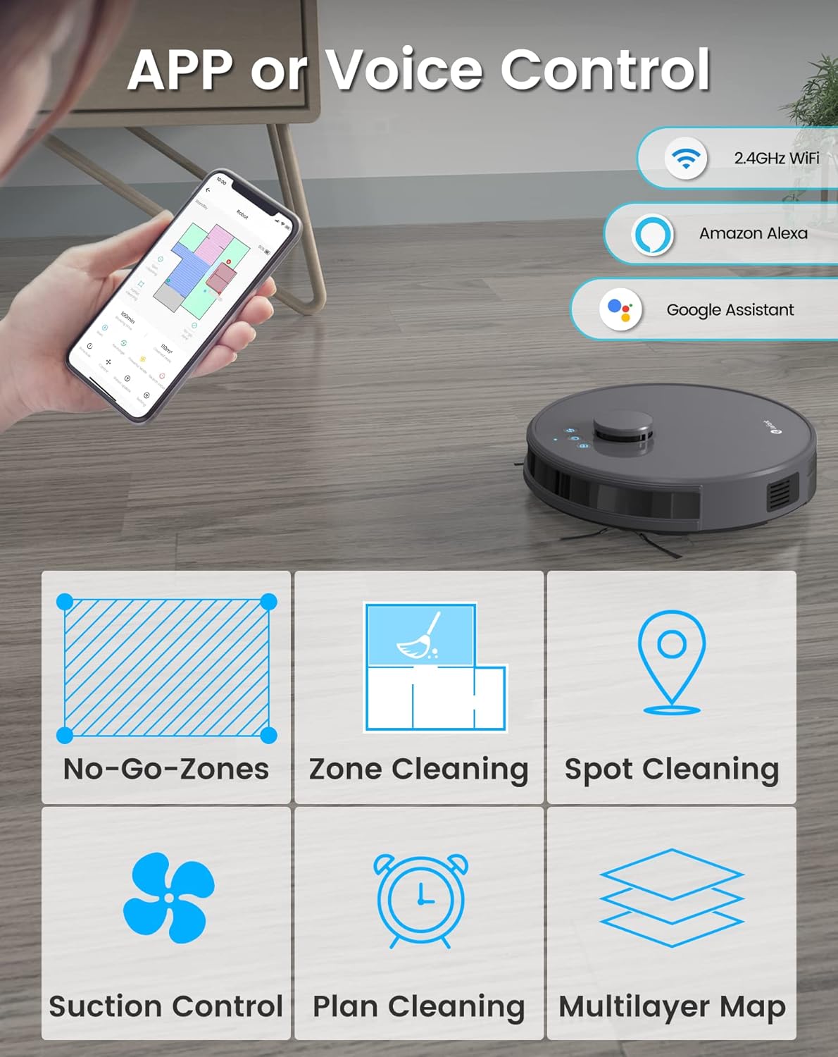 Lefant Robot Aspirateur Laveur Robot 2 en 1 4000Pa,Navigation LiDAR,Cartographie Multi-étage,Zones Virtuelles, Connecté Alexa/APP/WiFi,Idéal pour Poils d'animaux Tapis Sols Durs,M1 Champagne