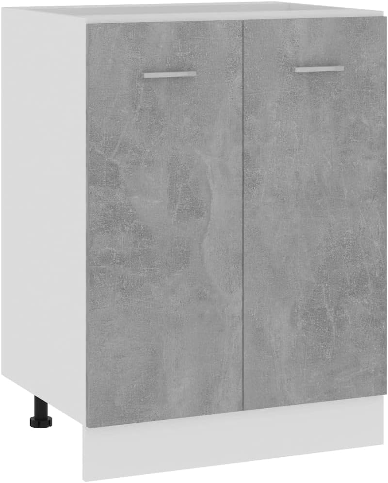 vidaXL Armoire à Micro-Ondes Placard Armoire de Rangement Meubles de Cuisine avec 4 Etagères Intérieur Maison Gris Béton 60x57x207 cm Aggloméré