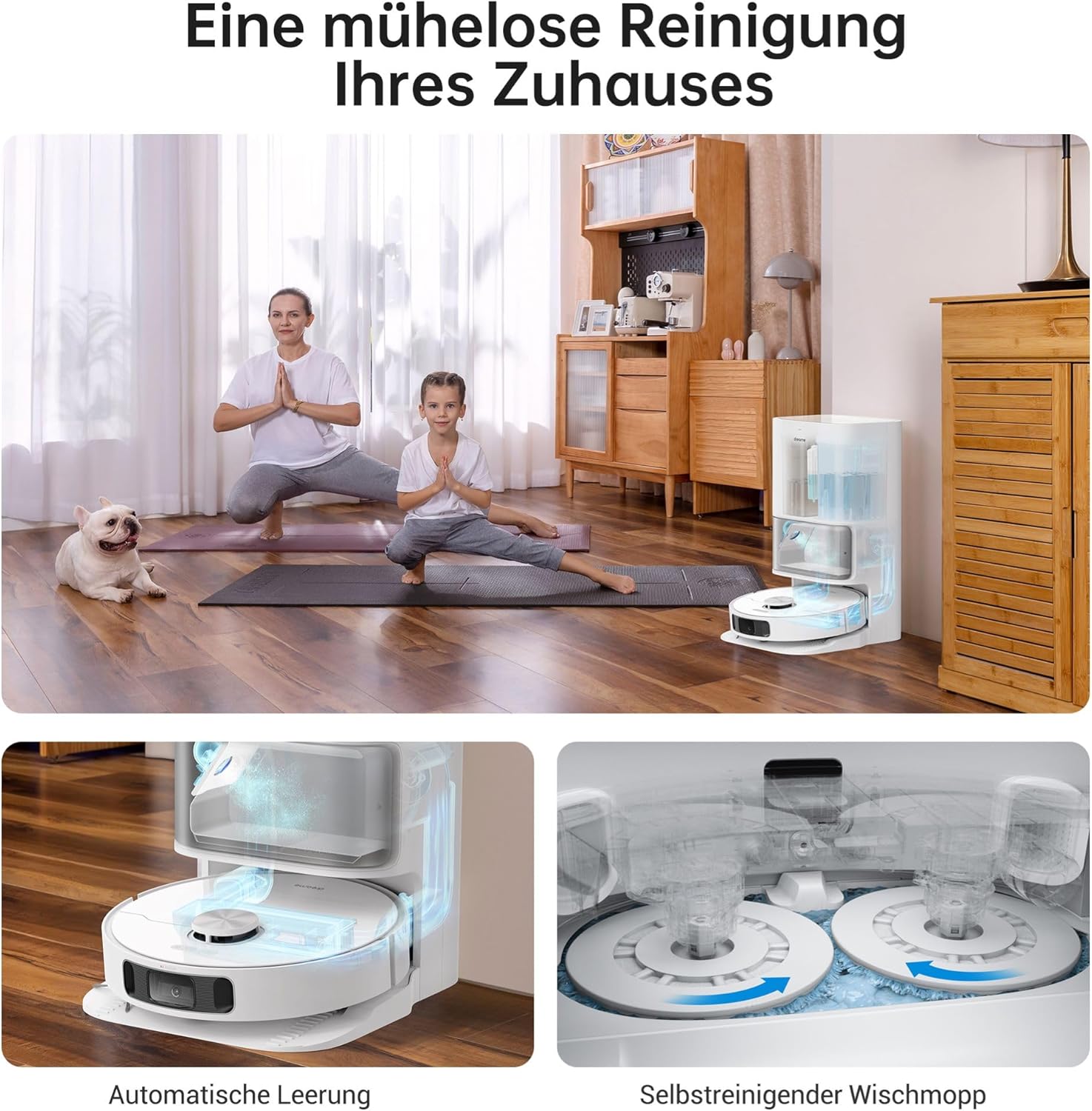 dreame L10s Pro Ultra Heat Roboter Staubsauger mit Automatische Moppreinigung mit heiem Wasser, Moppverlngerung, 7.000 Pa Saugkraft, Doppelte Mopp- und Bodenreinigung, Teppicherkennung
