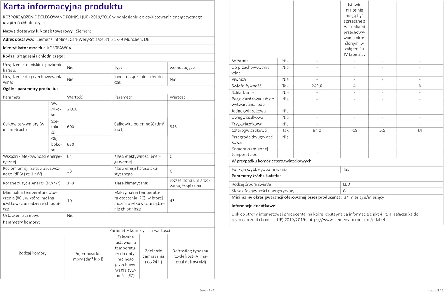 SIEMENS Réfrigérateur congélateur bas KG 39 EAI CA