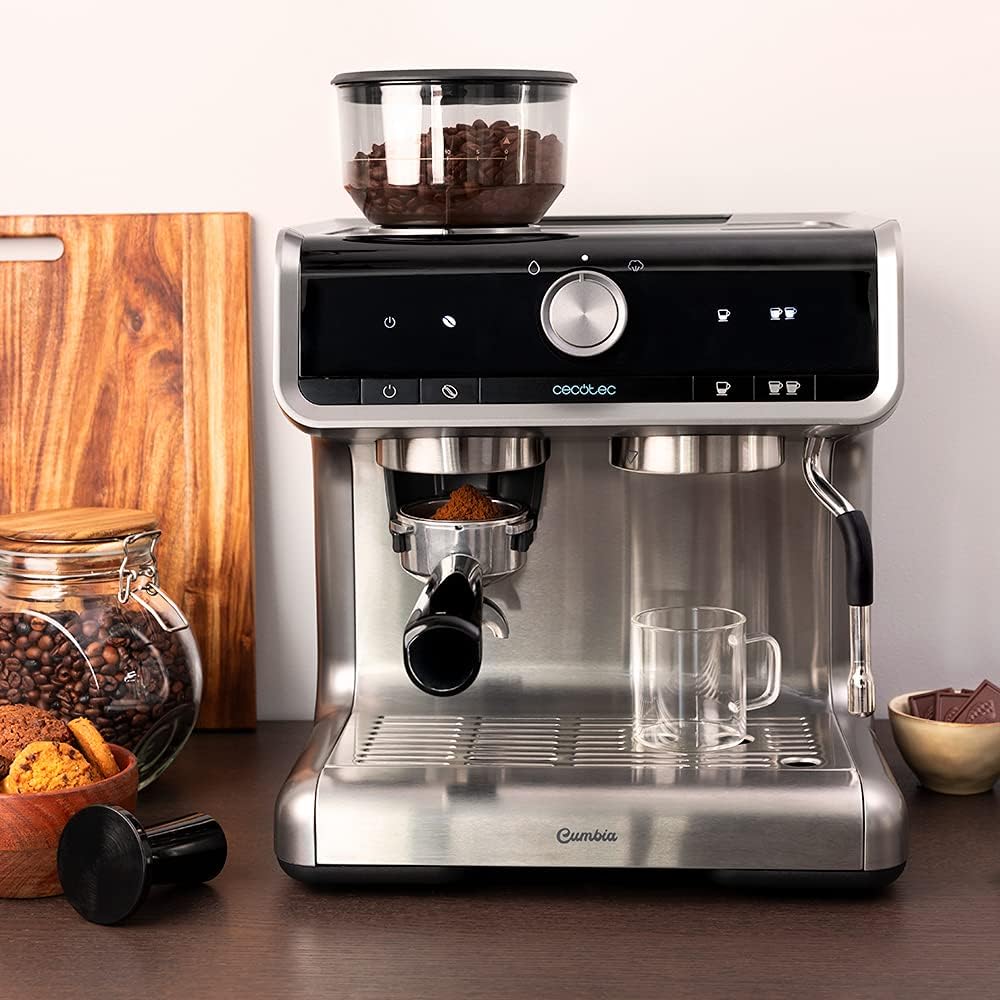 Cecotec Machine à café Express Power Espresso 20 Barista Cream. 2 Thermoblocks, 20Bars, Manomètre, Mode Auto pour 1 et 2 Café(s), Buse vapeur Orientable, Conduit pour Infusions, 2900W.
