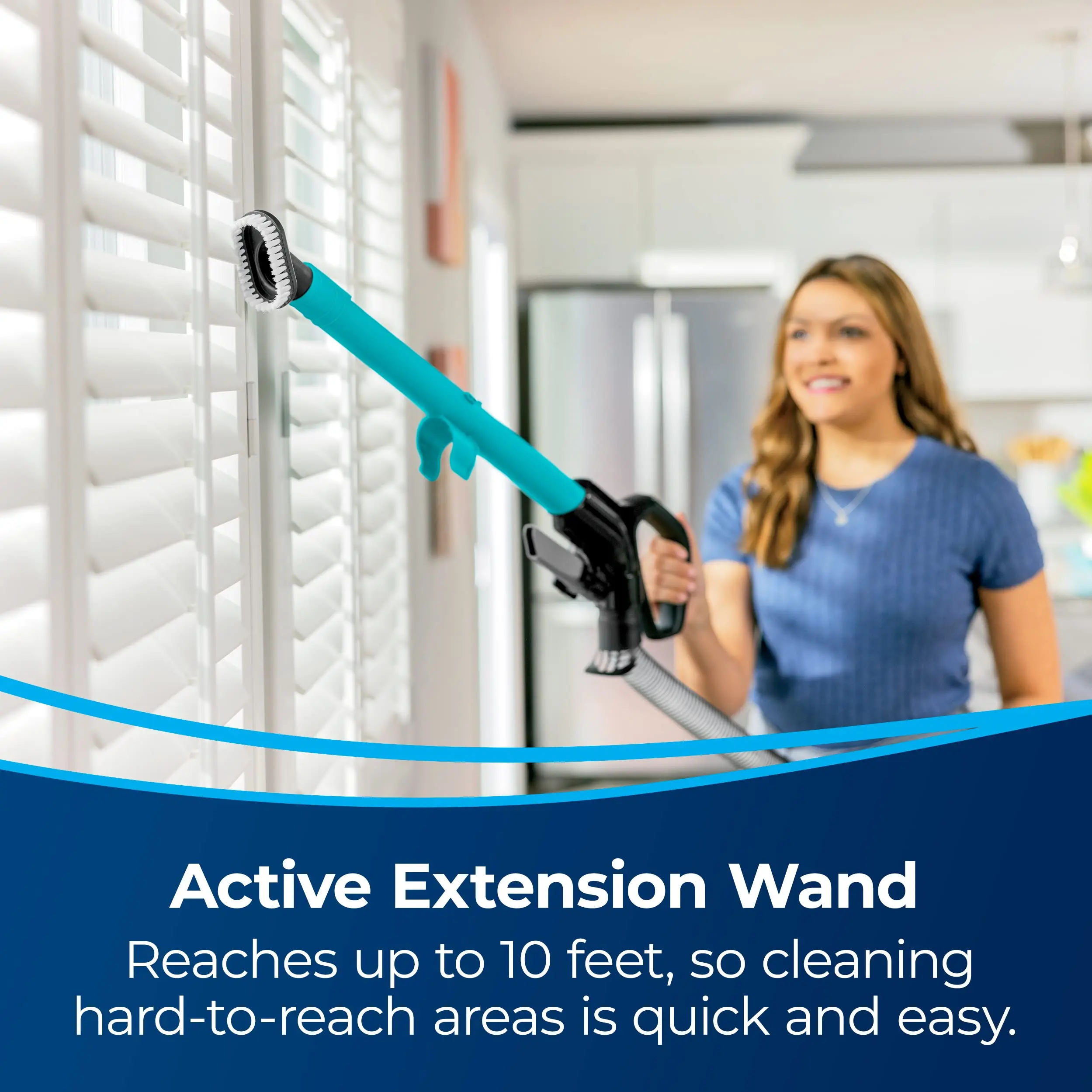 BISSELL CleanView Rewind Upright Bagless Vacuum with Automatic Cord Rewind & Active Wand, 3534, Black/Teal/Gray