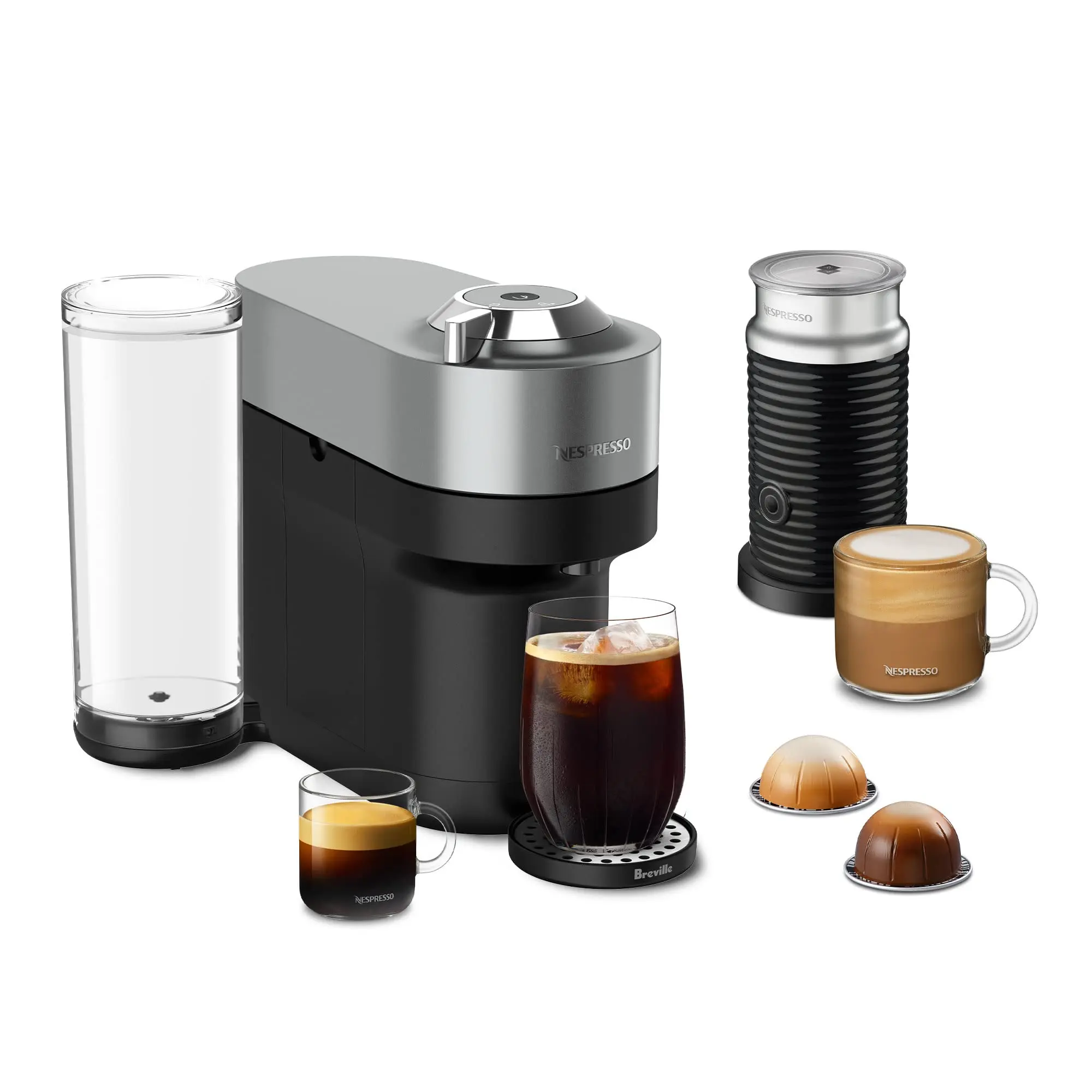 Nespresso Vertuo POP+ Deluxe Coffee and Espresso Machine by Breville, Titan