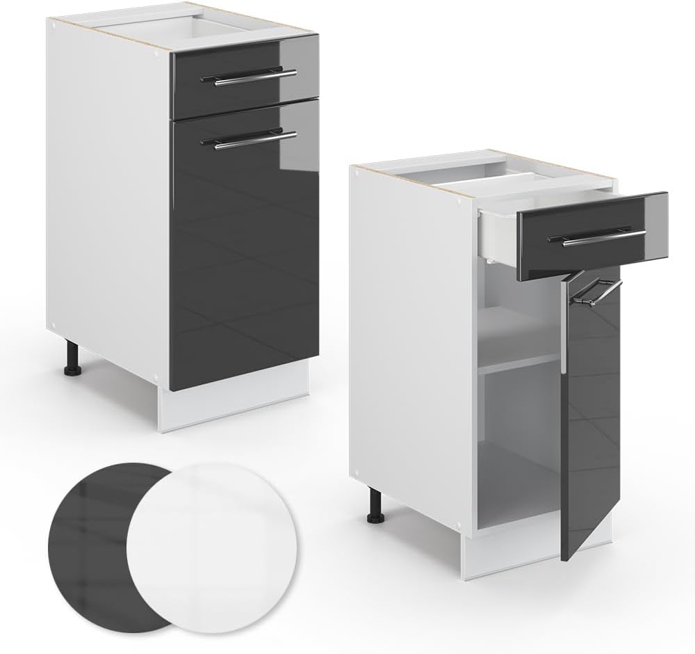 Vicco Meuble pour Four Fame-Line, Blanc Haute Brillance/Blanc, 60 cm avec étagères Ouvertes