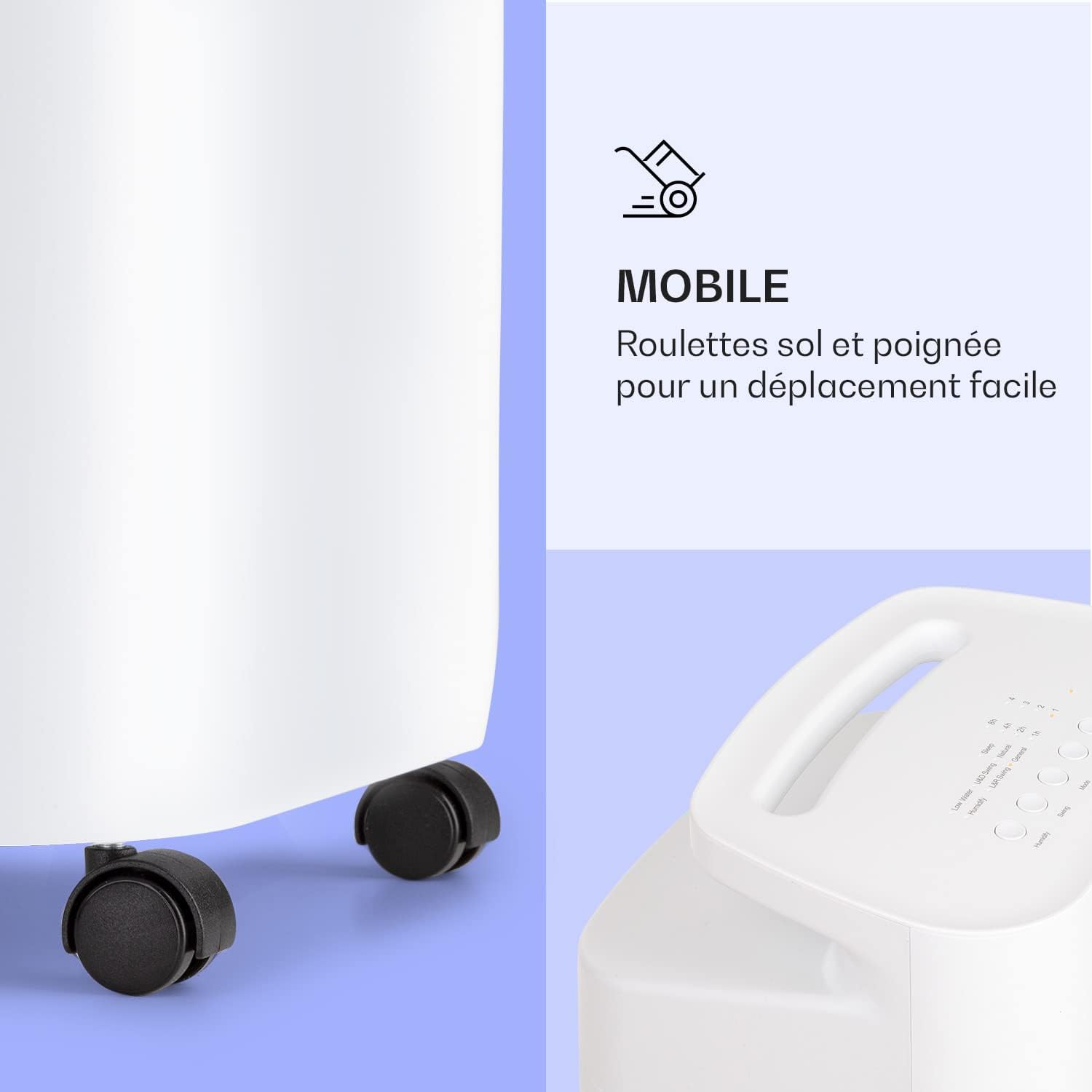 Klarstein Rafraichisseur d'Air 4 en 1, Climatiseur Portable Smart APP Mobile, Humidificateur, Ventilateur, Sans Évacuation 65W, Pack Glacons, Mode Nuit, Puissant Débit d'Air 330m³/h