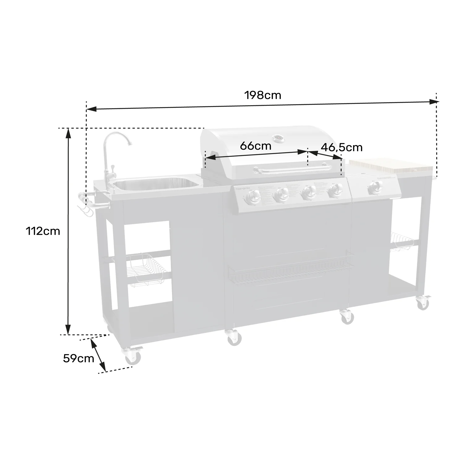 Cuisine d'extérieur TEXAS - 4+1 brûleurs Happy Garden