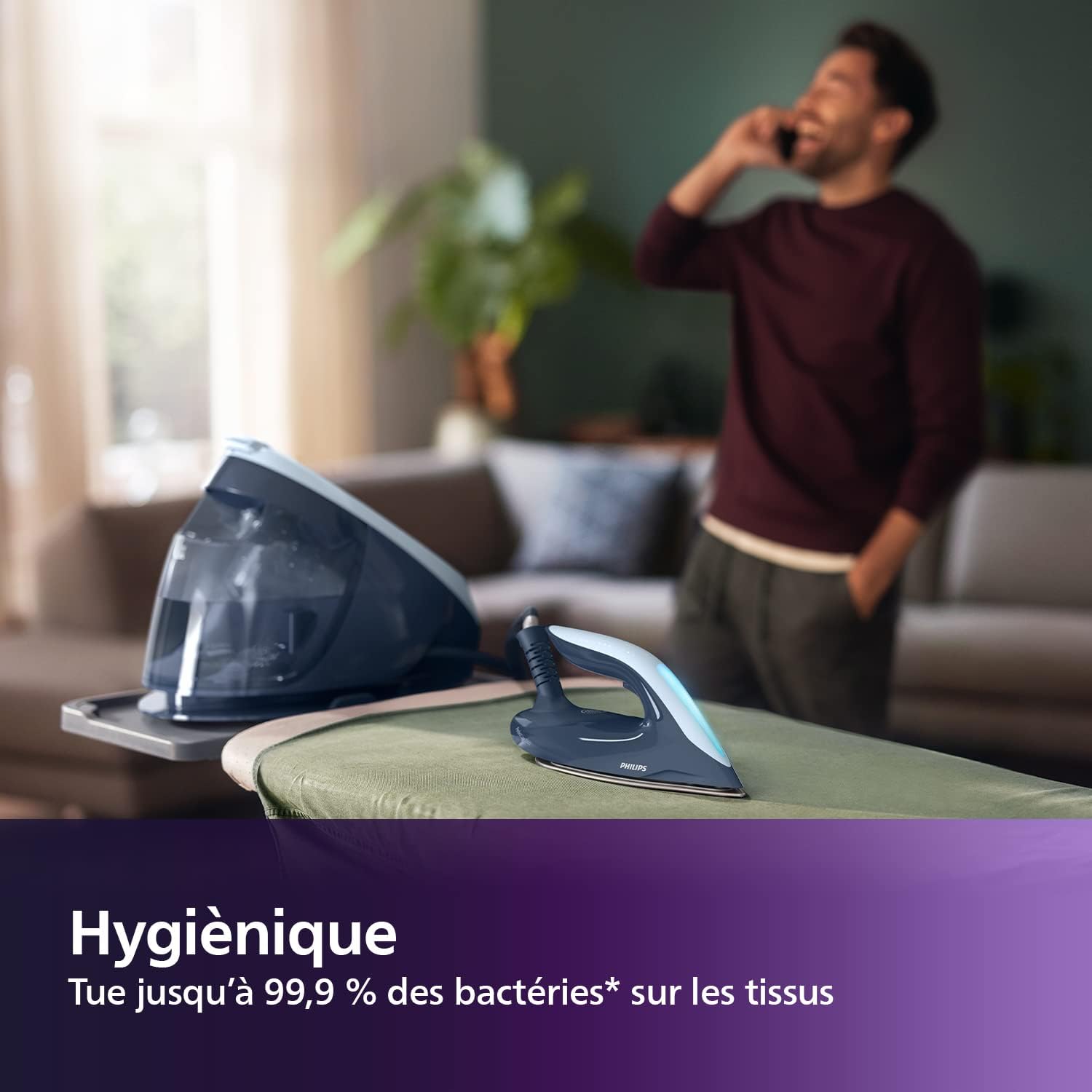 Philips Domestic Appliances PerfectCare Série 8000 PSG8140/80 Centrale Vapeur, sans réglage, Vapeur Automatique, 8,5 Bar, Effet Pressing jusqu'à 700g Noir/Or