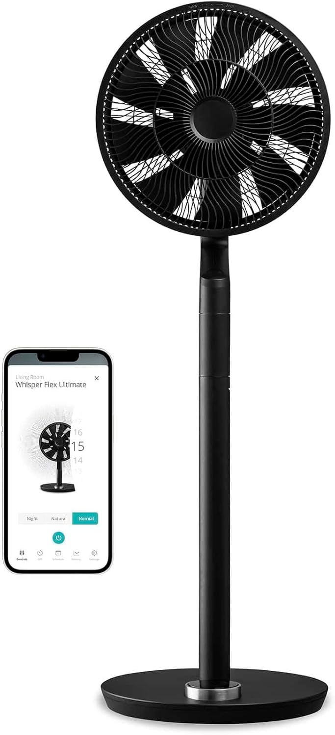 Duux whisper Flex Ultimate Blanc - Ventilateur sur pied - Ventilateur silencieux sur pied avec mode nuit et minuterie - Contrôle télécommande et smartphone - Batterie incluse