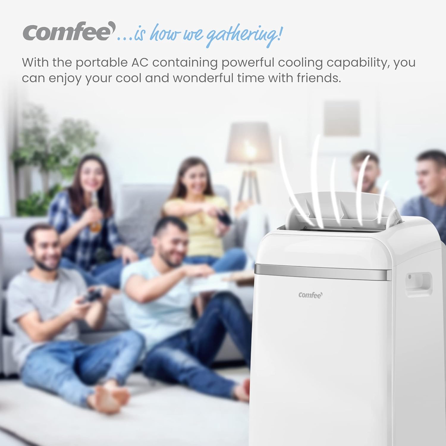 COMFEE' Climatiseur Mobile 9000 BTU/h 2,6kW, 3-EN-1 Refroidisseur Déshumidificateur Ventilateur, Fonction Follow me, Minuterie, Mode nuit, Pour salon et maison de 33㎡/88m³, MPPH-09CRN7, R290