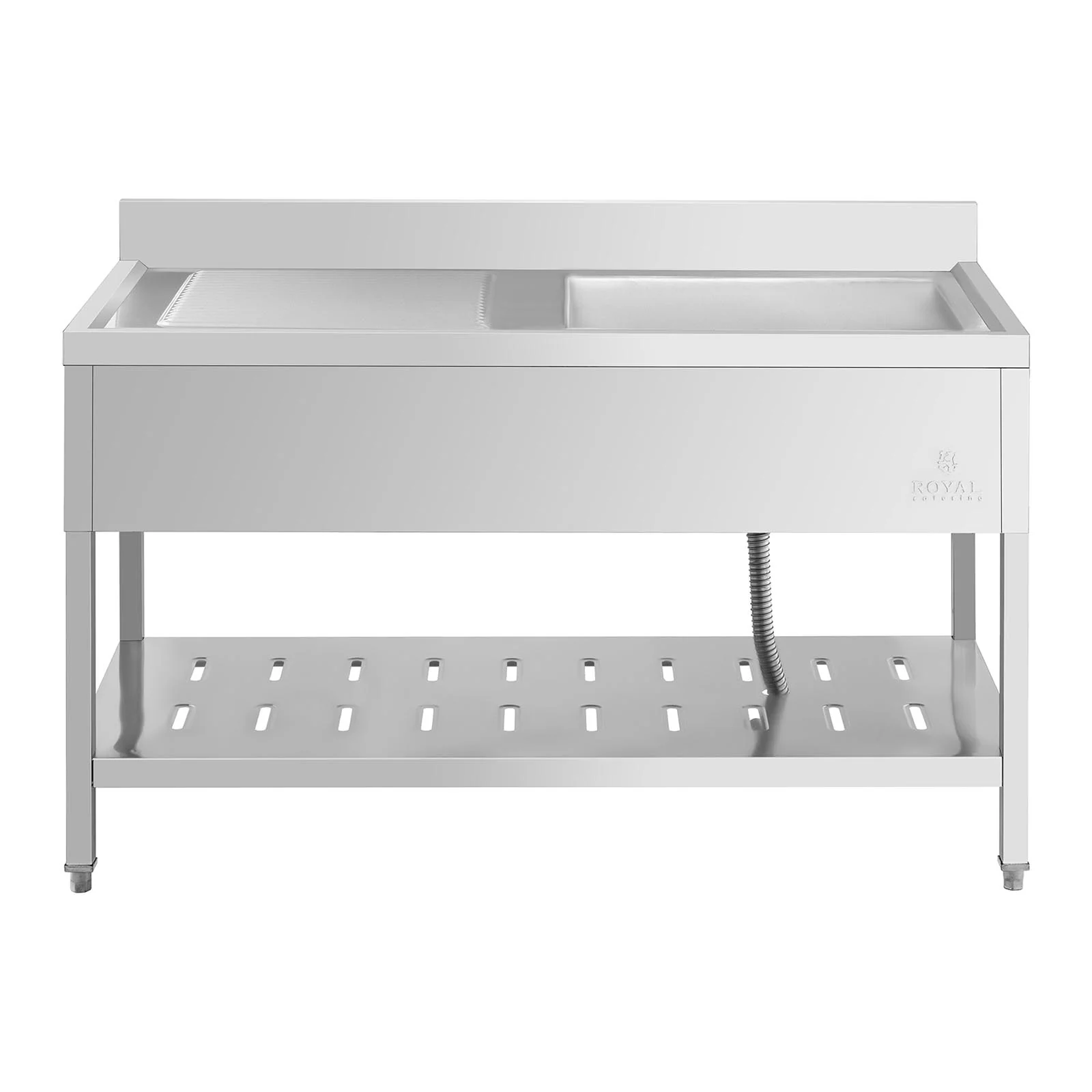 vier professionnel inox plonge professionnelle sur pied (dimensions : 140 x 70 cm, bac : 510x520x245mm, acier inoxydable) 14_0005013