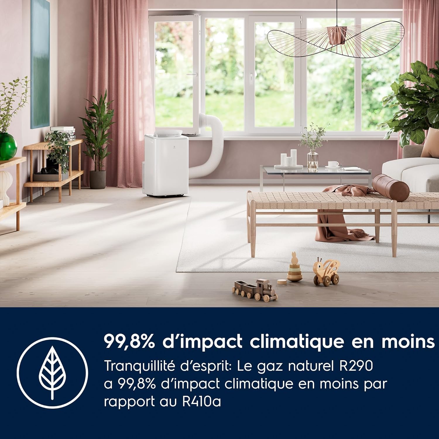 Electrolux Comfort 600 transportable AC BTU 9000, EXP26U338CW, Climatiseur Portable, 2,6 KW, Mode Silencieux, Fonction 3-en-1, WiFi, Affichage LED, Télécommande Intuitive, Blanc