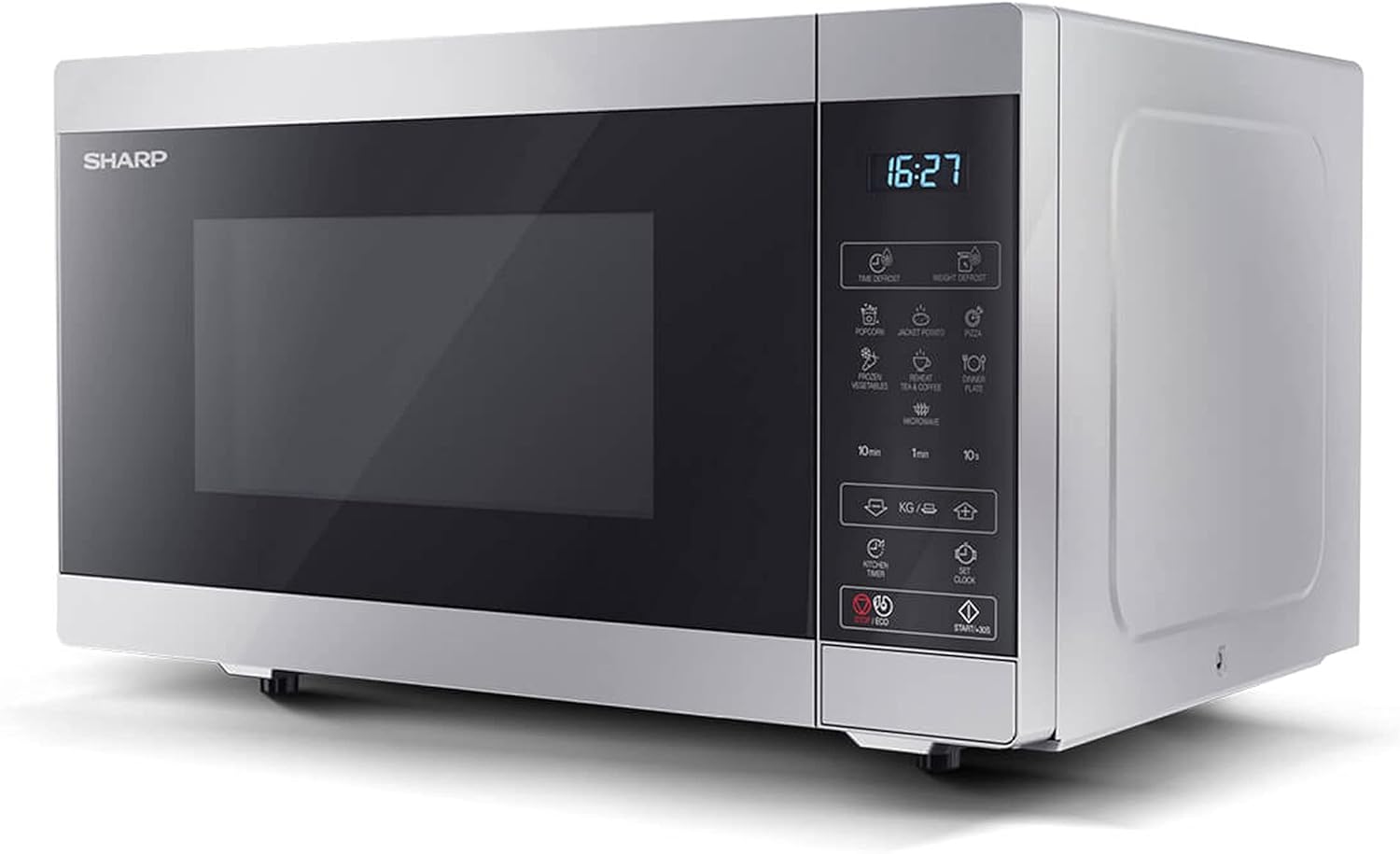 Sharp YC-MS51EB Micro-ondes sans grill de 25 litres, contrôle numérique, micro-ondes: 900 W, 5 niveaux de puissance micro-ondes, plaque tournante, serrure enfant, fonction ECO, couleur noire.