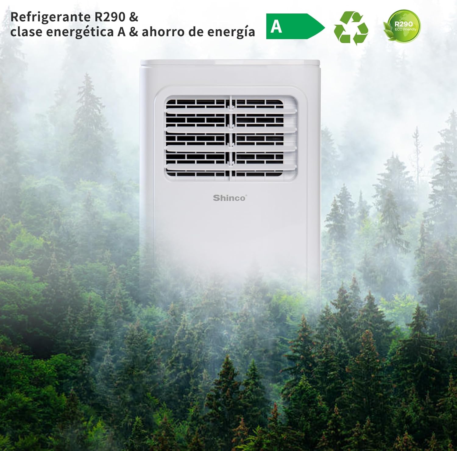 SHINCO Climatiseur mobile, 7000 BTU 2,05kW, Refroidir&Ventilation&Déshumidification, taille de la pièce jusqu'à 54m³(18㎡), Climatiseur mobile avec tuyau d'évacuation et tuyau de vidange, mode sommeil