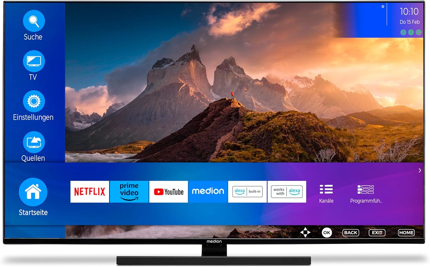 MEDION X14370 (MD 30706) 108 cm (43 Zoll) Fernseher (Smart TV, 4K Ultra HD, Dolby Vision HDR, Dolby Atmos, Netflix, Prime Video, MEMC, Micro Dimming, Bluetooth, PVR)