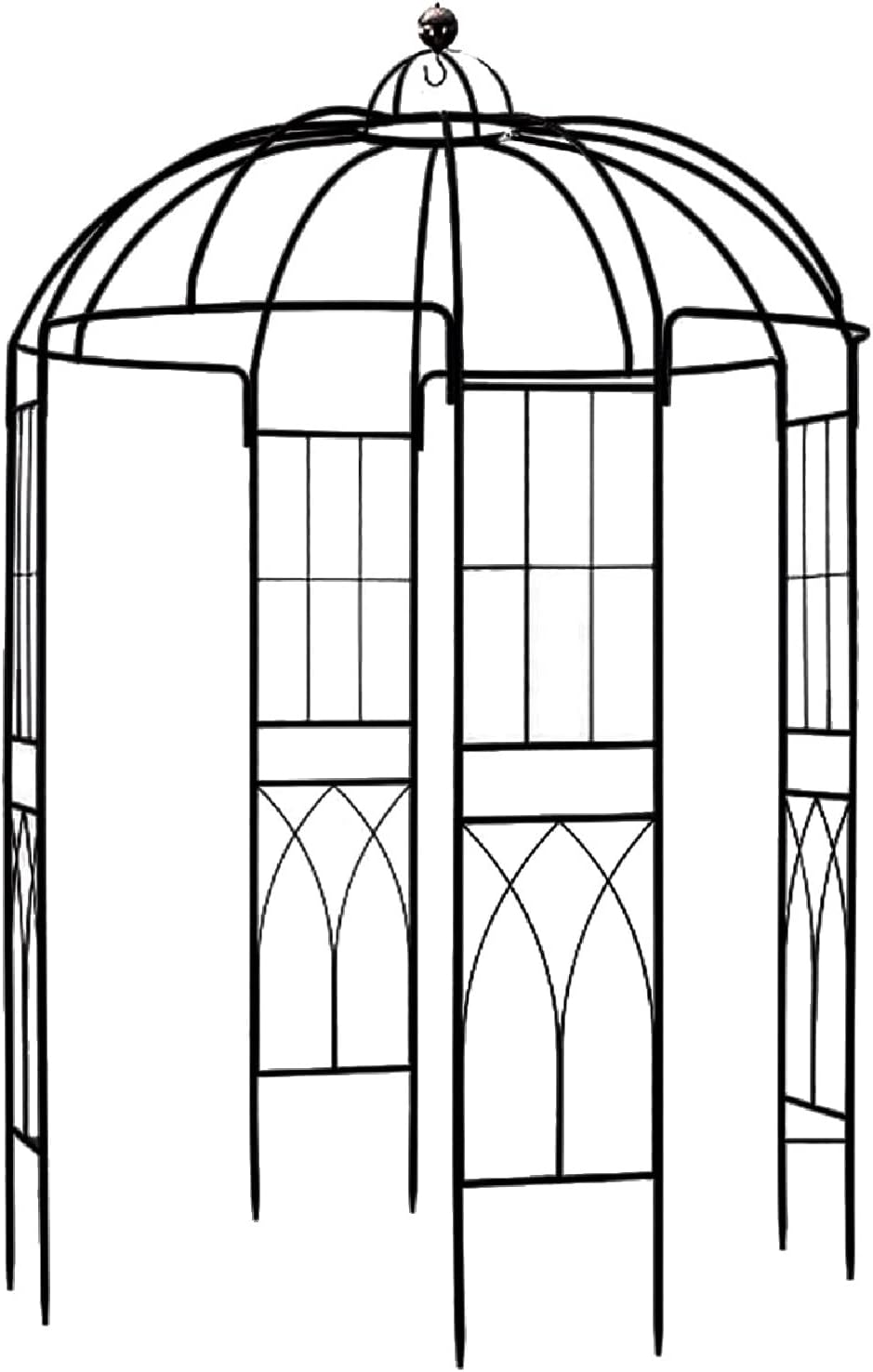 SCENDOR GARDEN Style franais Pergola en Métal, Plantes Grimpantes Terrasse Patio Arceau à Rosiers,Mariage Arche Colonne de Jardin 271x207x207 CM Noir