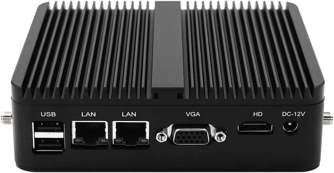 WEIDIAN Mini PC sans Ventilateur Celeron J4125, 8Go RAM DDR4 256Go SSD, Mini PC Fanless PC Industriel, Dual LAN, BT, Ordinateur Industriel avec HD/VGA, Win 11 Pro Mini PC de Bureau 2*RS232