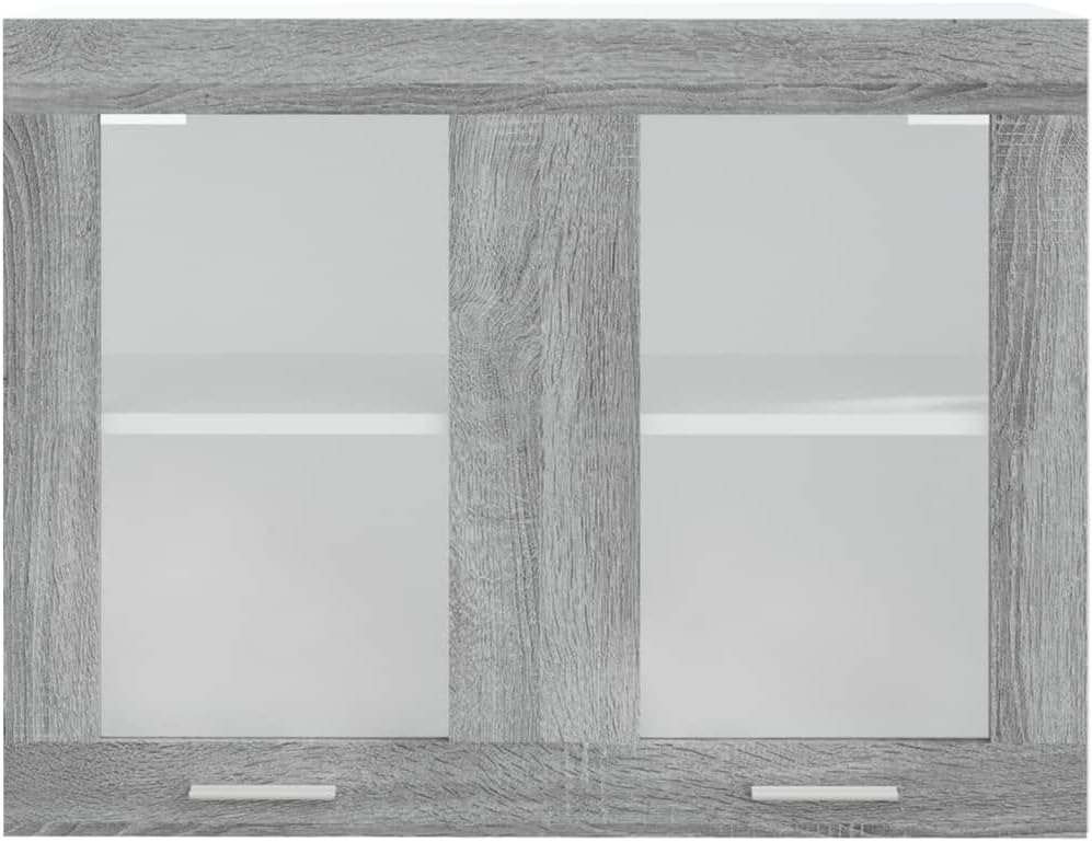 vidaXL Armoire à Micro-Ondes Placard Armoire de Rangement Meubles de Cuisine avec 4 Etagères Intérieur Maison Gris Béton 60x57x207 cm Aggloméré