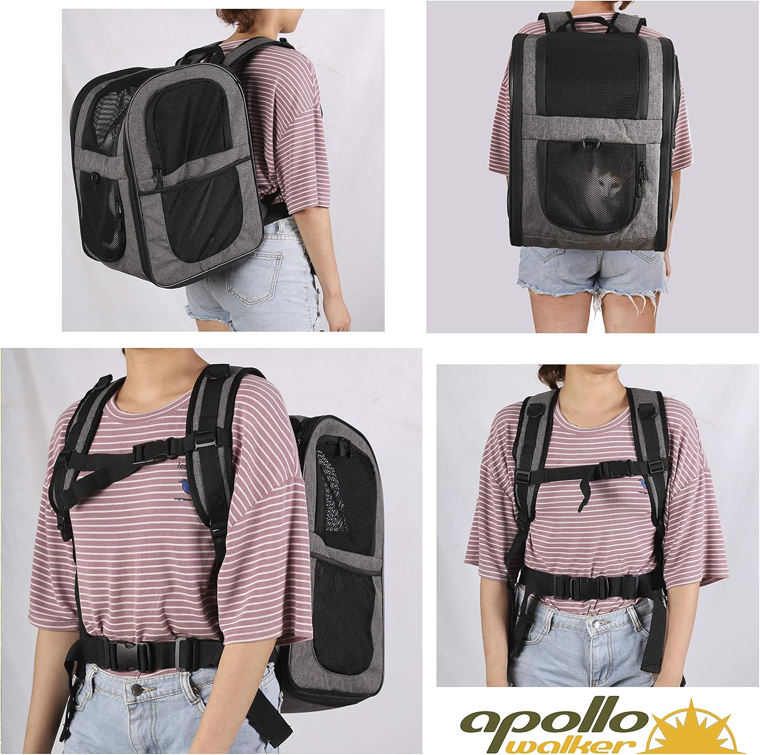 apollo walker Sac à dos pour animaux de compagnie, sac de transport pour chiens et chats de 2 à 12 kg, souple, vert armée