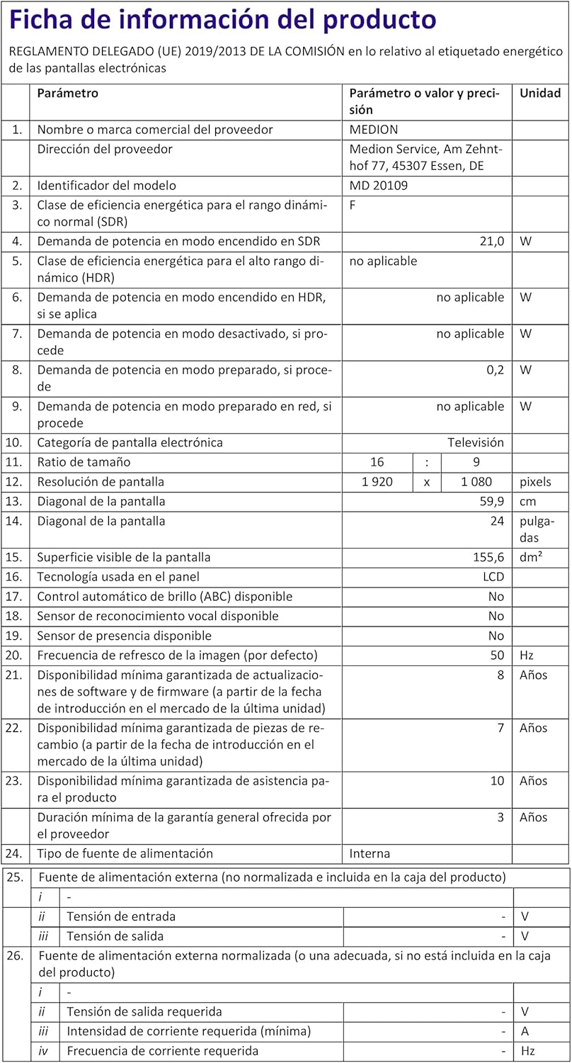 MEDION E14080 (MD 30224) Téléviseur Full HD 100,3 cm (40 Pouces) (Lecteur DVD intégré, récepteur Triple Tuner DVB-T2 DVB-C DVB-S2, 2 x HDMI, VGA, USB, Mediaplayer, CI+)