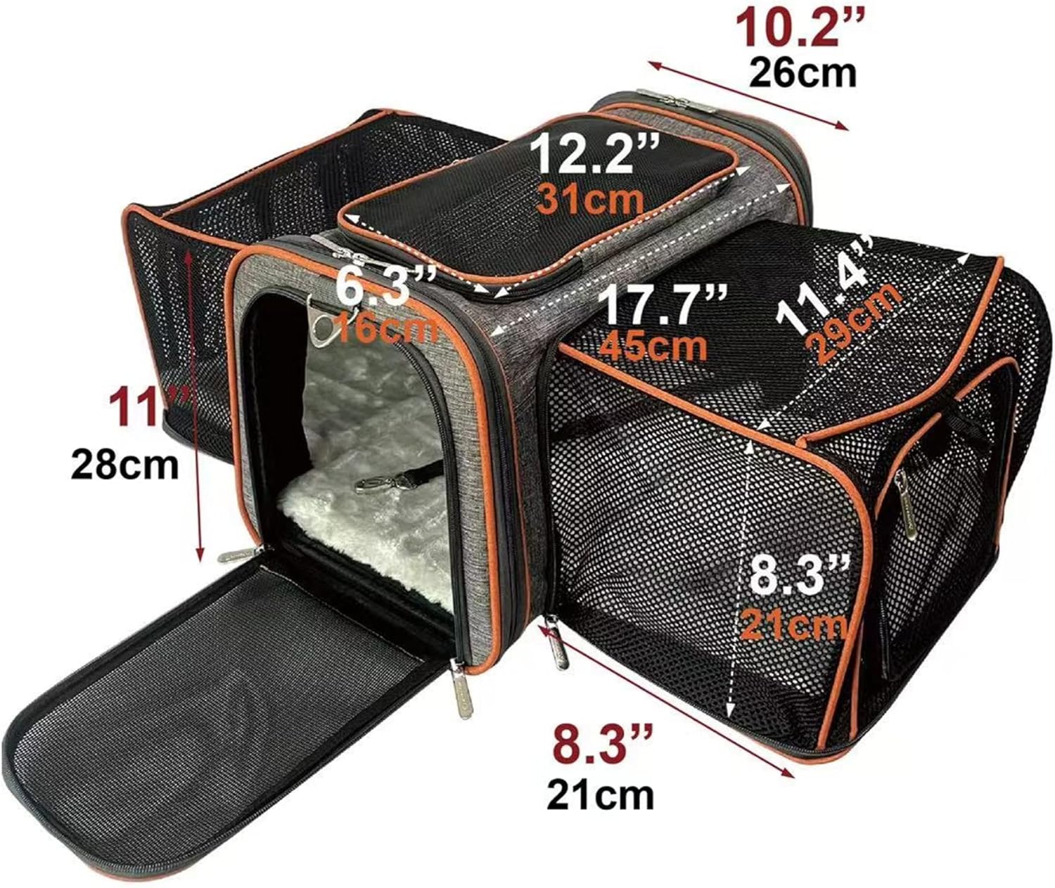 Mr. Peanut's Diamond Series Sac de Transport Double Extensible pour Animaux de Compagnie avec Fermeture éclair autobloquante de qualité supérieure, literie en Fausse Polaire