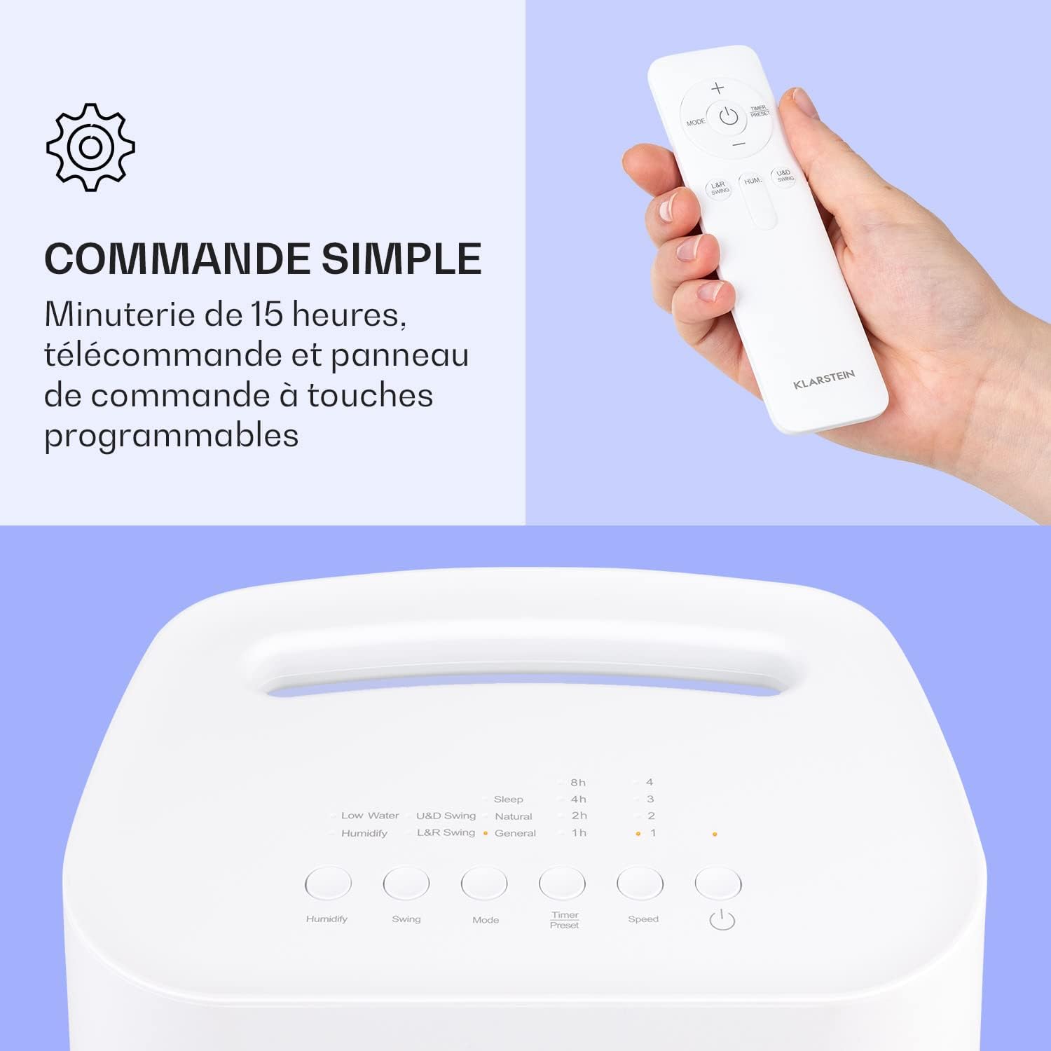 Klarstein Rafraichisseur d'Air 4 en 1, Climatiseur Portable Smart APP Mobile, Humidificateur, Ventilateur, Sans Évacuation 65W, Pack Glacons, Mode Nuit, Puissant Débit d'Air 330m³/h