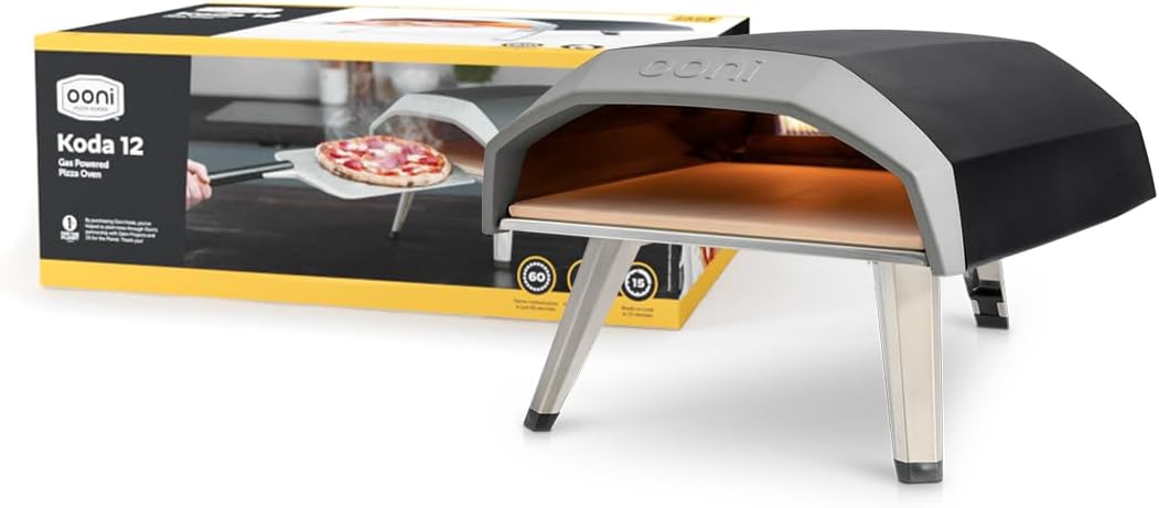 Ooni Koda 12 Four a Pizza Gaz 37 mBar Four a Pizza Exterieur Portable Four à Pizza Cuire d'authentiques Pizzas sur Pierre en 60 Sec Léger et Polyvalent pour Pizzas, Fours à Pizza Haute Performance