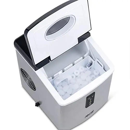 NewAir Counter Top Ice Maker Machine (Black), Compact Automatic Ice Maker, Cubes Ready in 6 Minutes, 28 Pounds in 24 Hours - Perfect for Home/Kitchen/Office/Bar