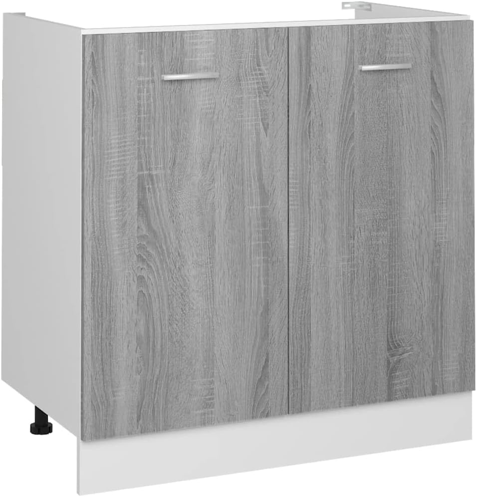 vidaXL Armoire à Micro-Ondes Placard Armoire de Rangement Meubles de Cuisine avec 4 Etagères Intérieur Maison Gris Béton 60x57x207 cm Aggloméré