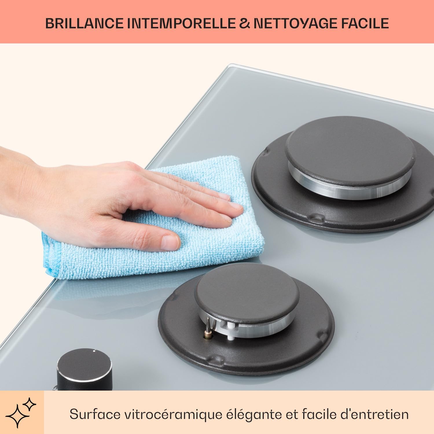 Klarstein Table de Cuisson à Gaz, Plaque de Cuisson Gaz à 4 Brûleurs, Table de Cuisson Electrique à 4 Feux de 8000W, Cuisiniere Gaz, Gaziniere Gaz avec Brûleurs en Acier Inoxydable, Cuisinières GPL