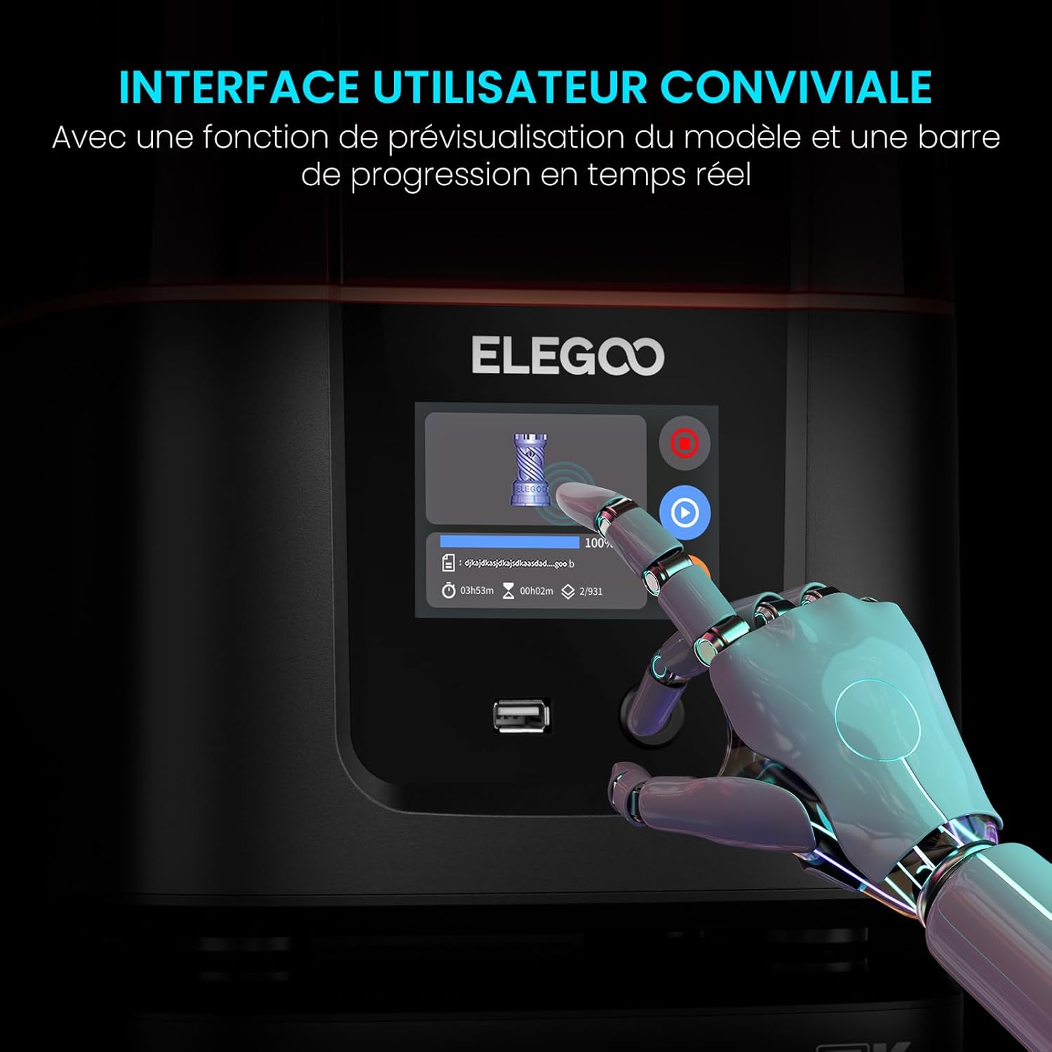 ELEGOO Mars 5 Ultra Imprimante 3D Résine 9K, Impression à Haute Vitesse 150mm/h, Nivellement Automatique, Détection Intelligente, Transfert Wi-Fi, Taille d'Impression 153.36 x 77.76 x 165 mm³