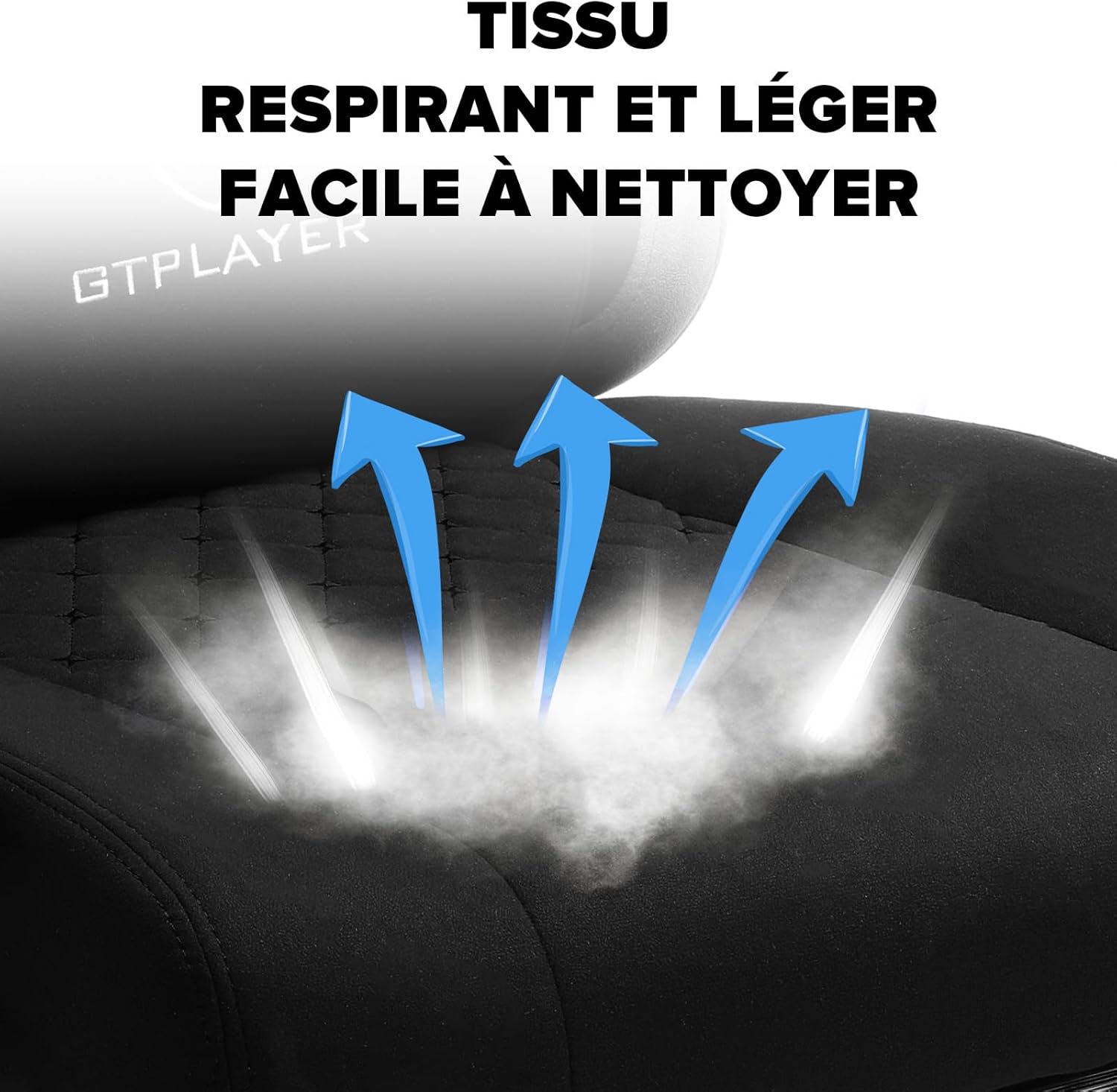 GTPLAYER Chaise Gaming Bureau Ergonomique Fauteuil Gaming Leathaire, accoudoir inclinable, avec Repose-Pieds Noir