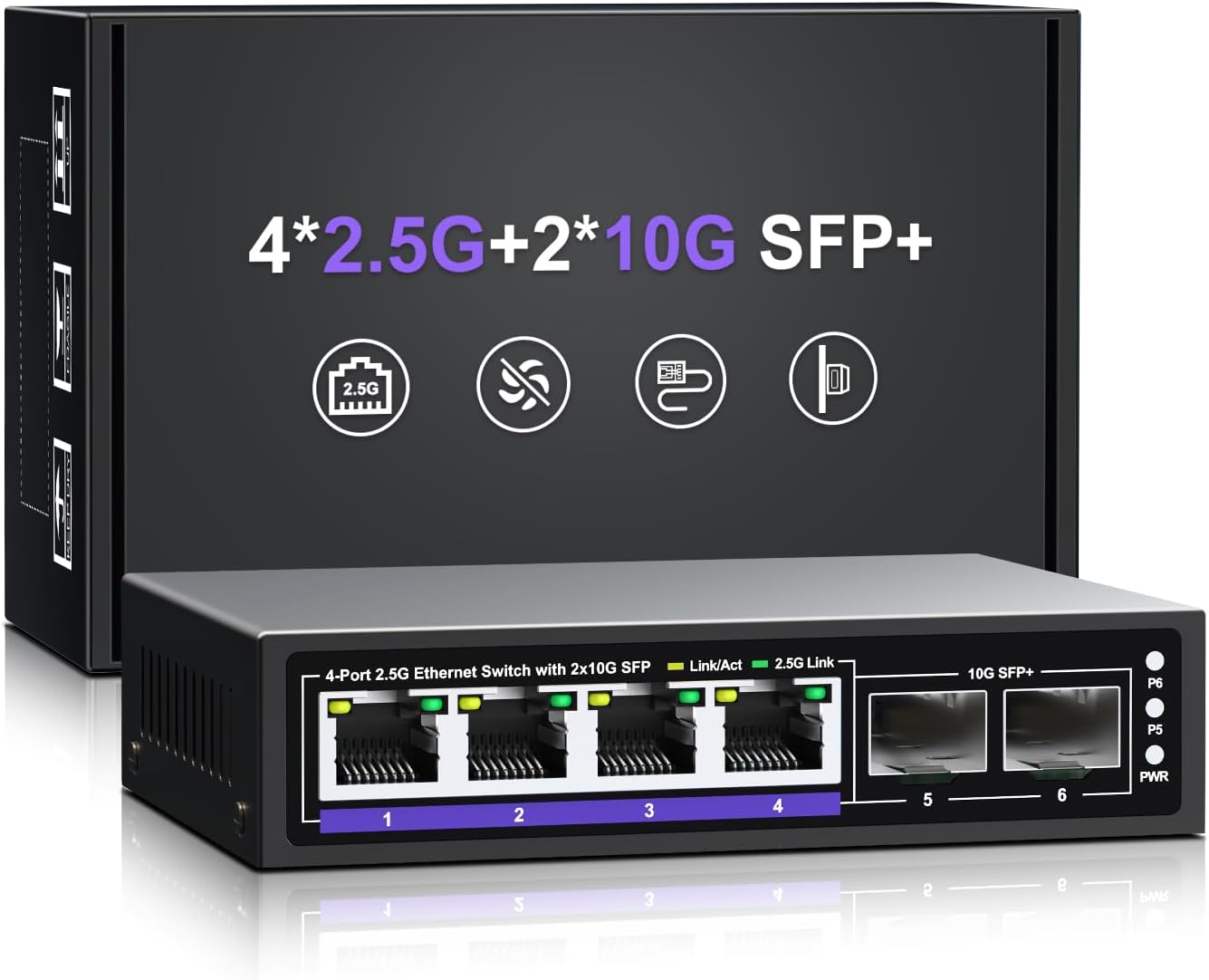 16 ports 2,5 G ➕ commutateur Ethernet SFP+ 2 ports 10 G, commutateur réseau NICGIGA 18 ports 2,5 Gb non géré, Plug & Play, montage sur bureau ou rack 19 pouces, conception métallique sans ventilateur.