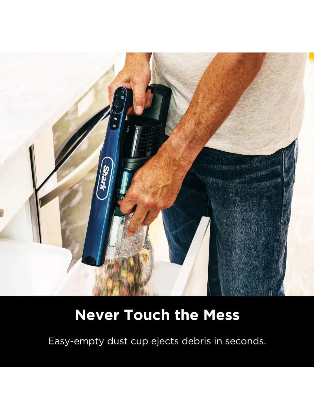 Shark IZ363HT Anti-Allergen Pet Power Cordless Stick Vacuum Self-Cleaning Brushroll, PowerFins, Removable Handheld, Crevice Tool, Dusting Brush, 50min Runtime, Blue