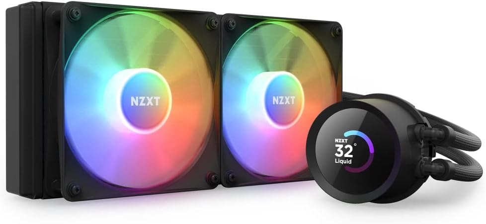NZXT Kraken Elite 280 RGB - Refroidisseur de liquide CPU AIO - Radiateur 280mm - Ventilateur F280 RGB - IPS LCD 2,72 personnalisable - Turbine Pump - LGA 1700 1200 115X 1851 / AM5 AM4 - Noir